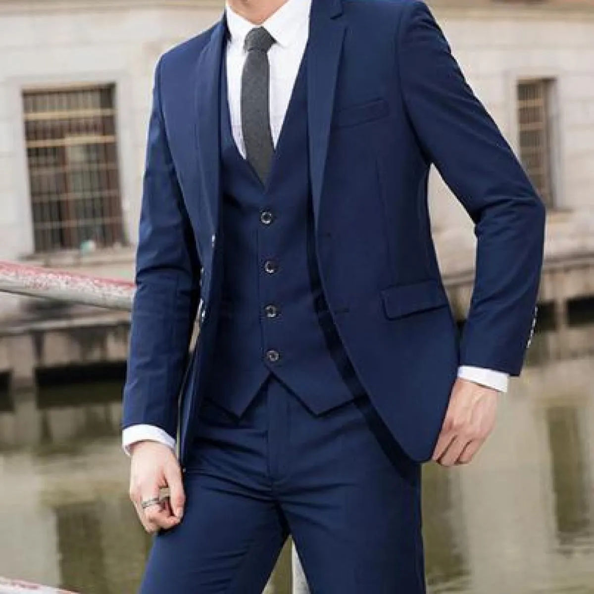 Blazer da sposo da uomo d'affari, pantaloni, abito da sposa, banchetto, tinta unita, vestibilità slim, giacca, cappotto, gilet,