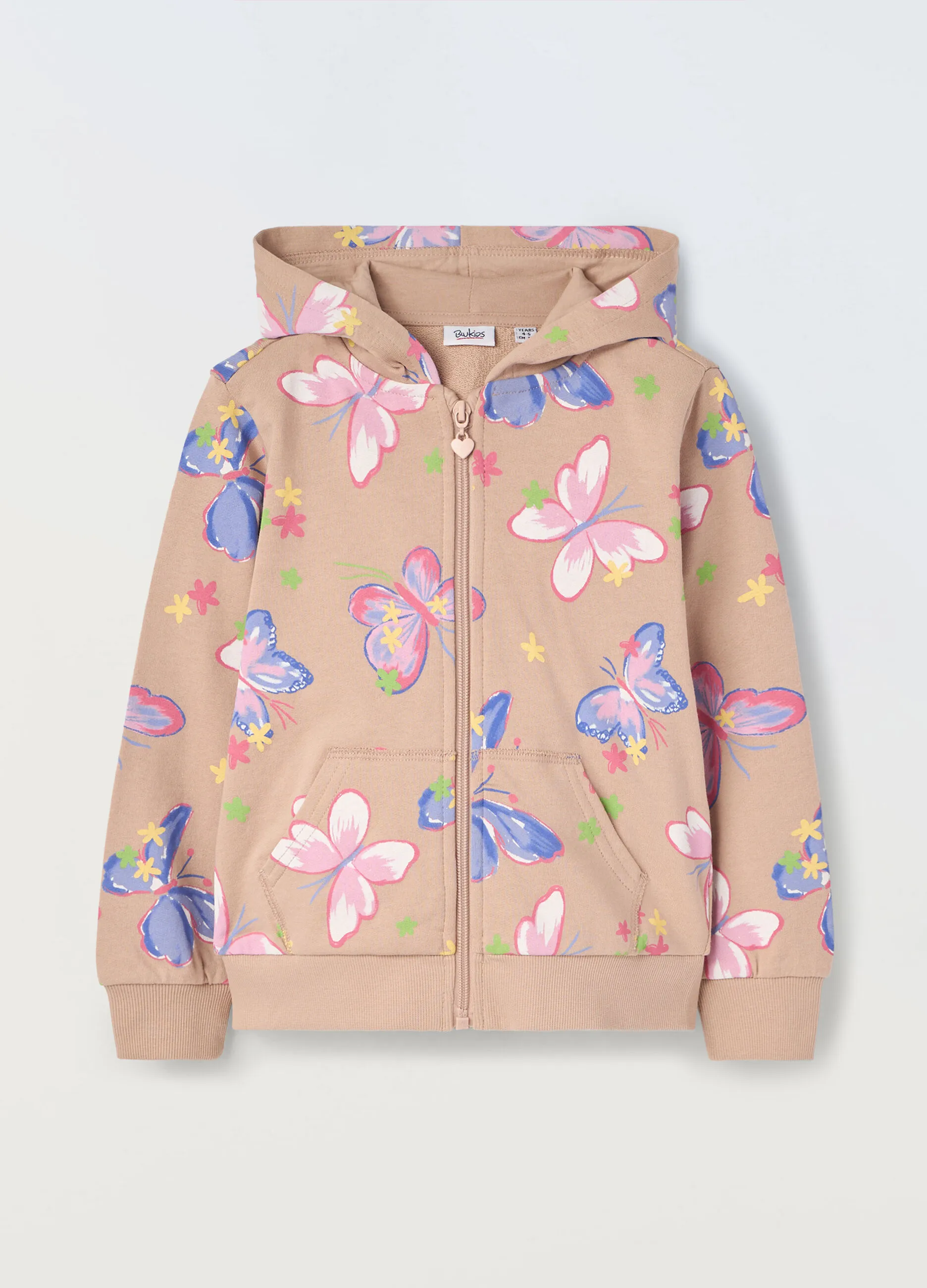 BLUKIDS  Felpa in puro cotone con cappuccio bambina