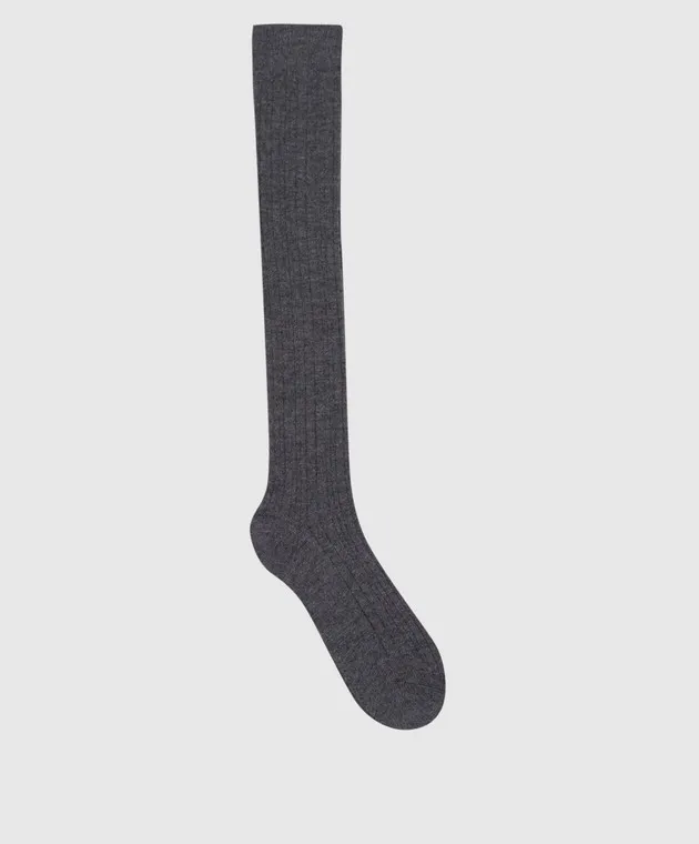 Brunello Cucinelli Stivali alti al ginocchio da bambino in cashmere grigio B64990009B