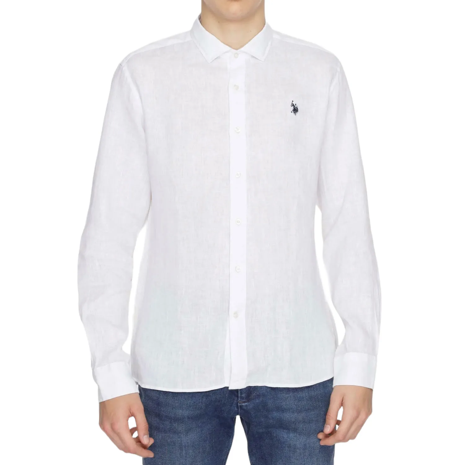 Cale, camicia in lino slim fit con logo