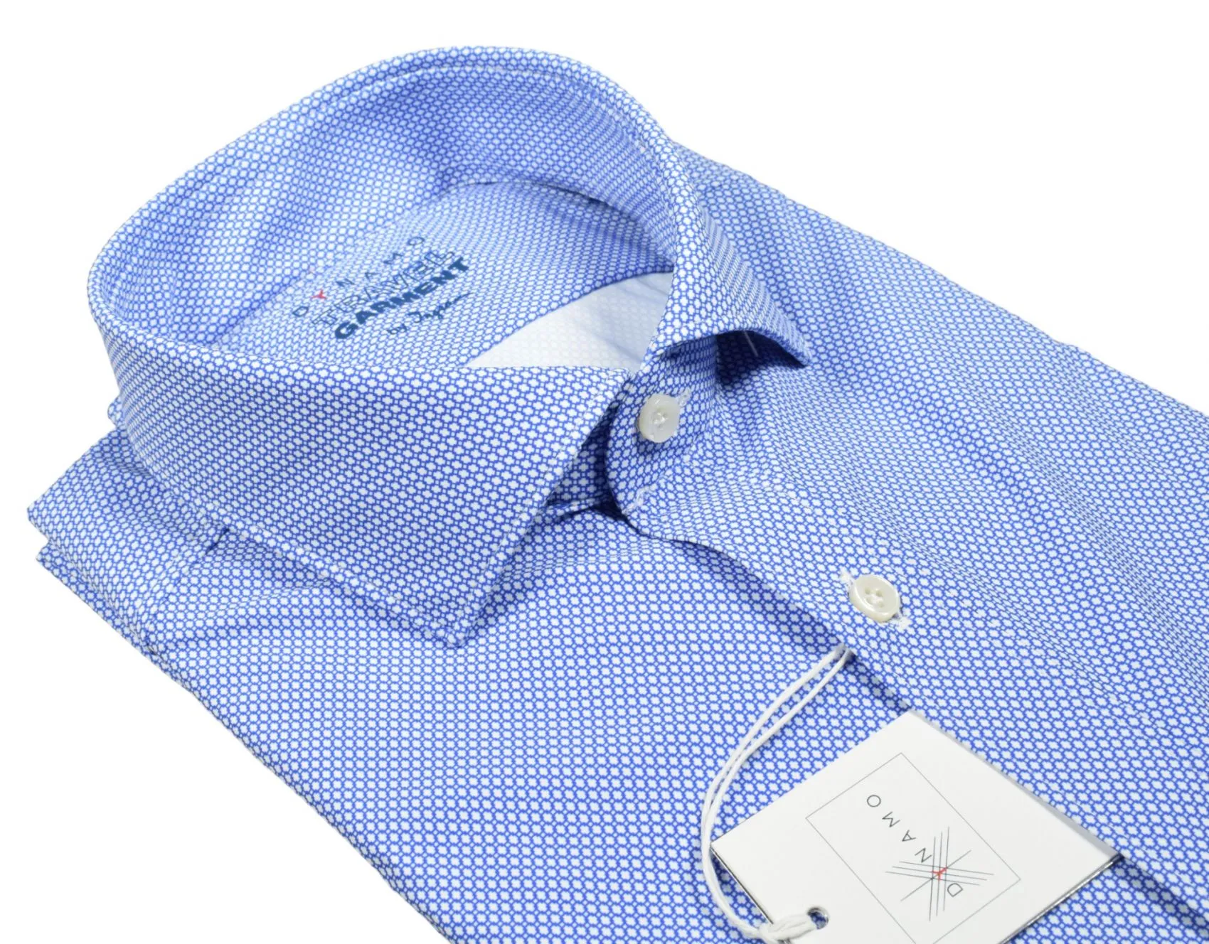 Camicia azzurra micro disegno ingram dynamo tessuto performante vestibilità slim fit