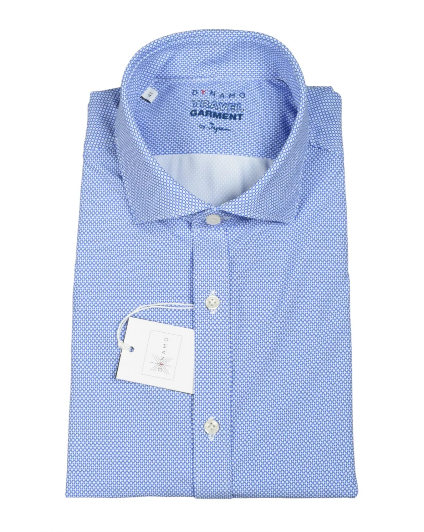 Camicia azzurra micro disegno ingram dynamo tessuto performante vestibilità slim fit