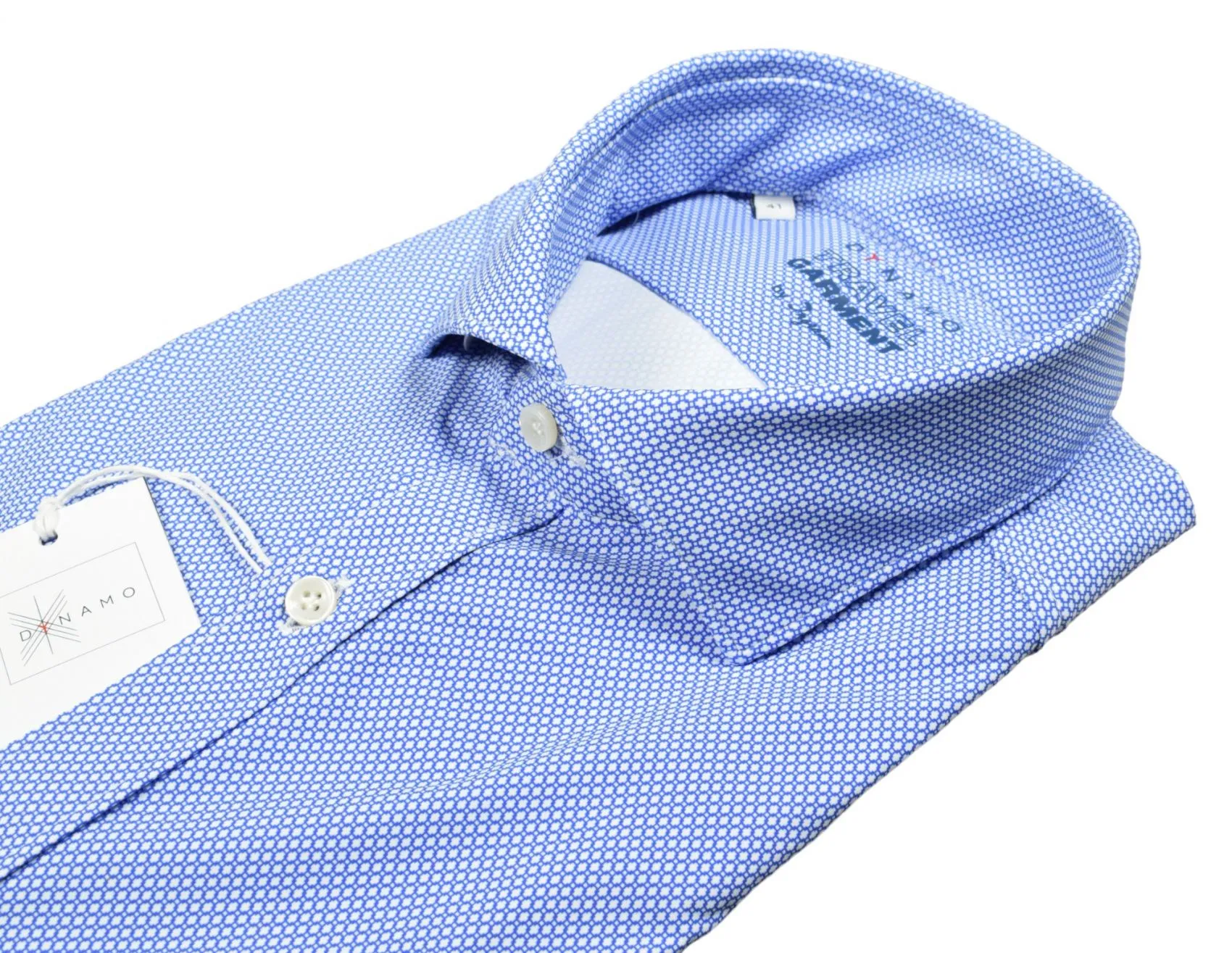 Camicia azzurra micro disegno ingram dynamo tessuto performante vestibilità slim fit
