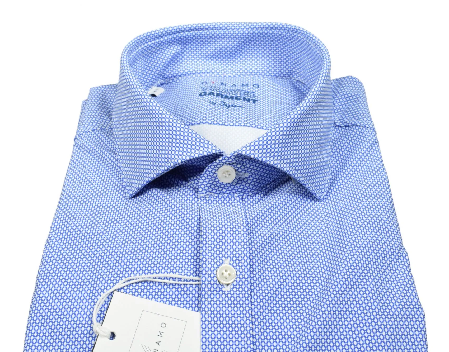 Camicia azzurra micro disegno ingram dynamo tessuto performante vestibilità slim fit
