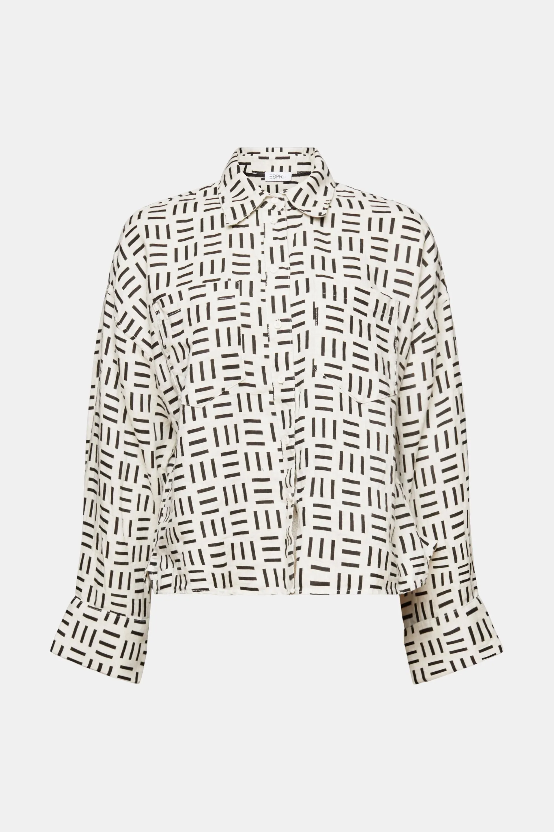Camicia con bottoni in lino stampato