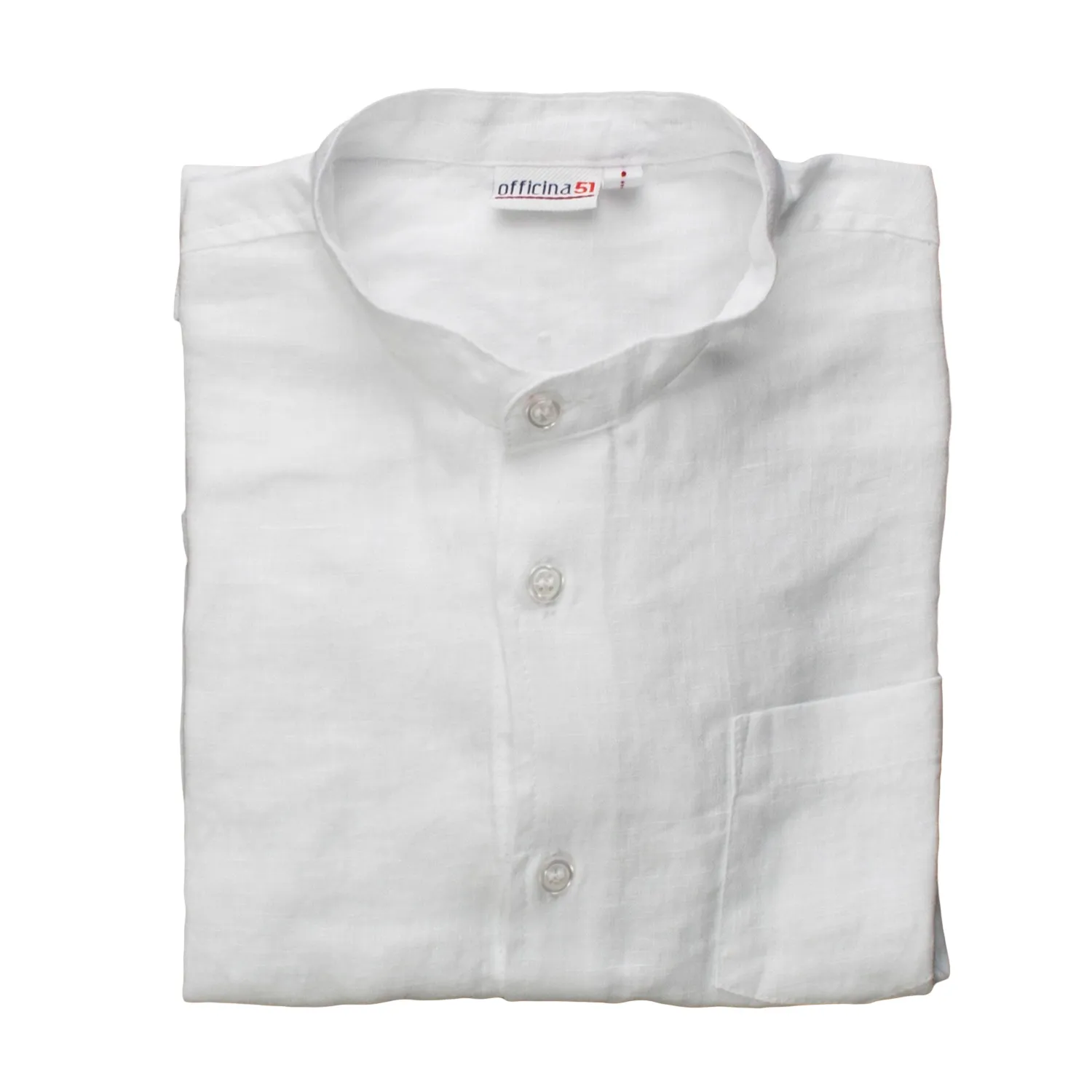 Camicia Coreana Bianca In Lino Bambino Teen