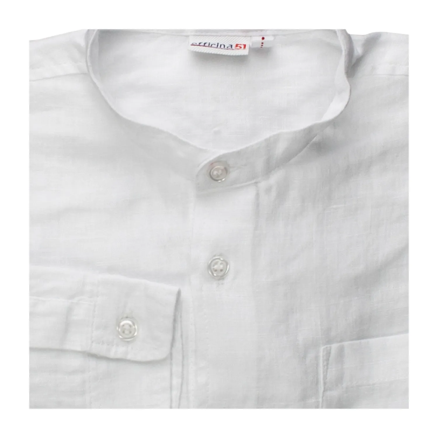 Camicia Coreana Bianca In Lino Bambino Teen