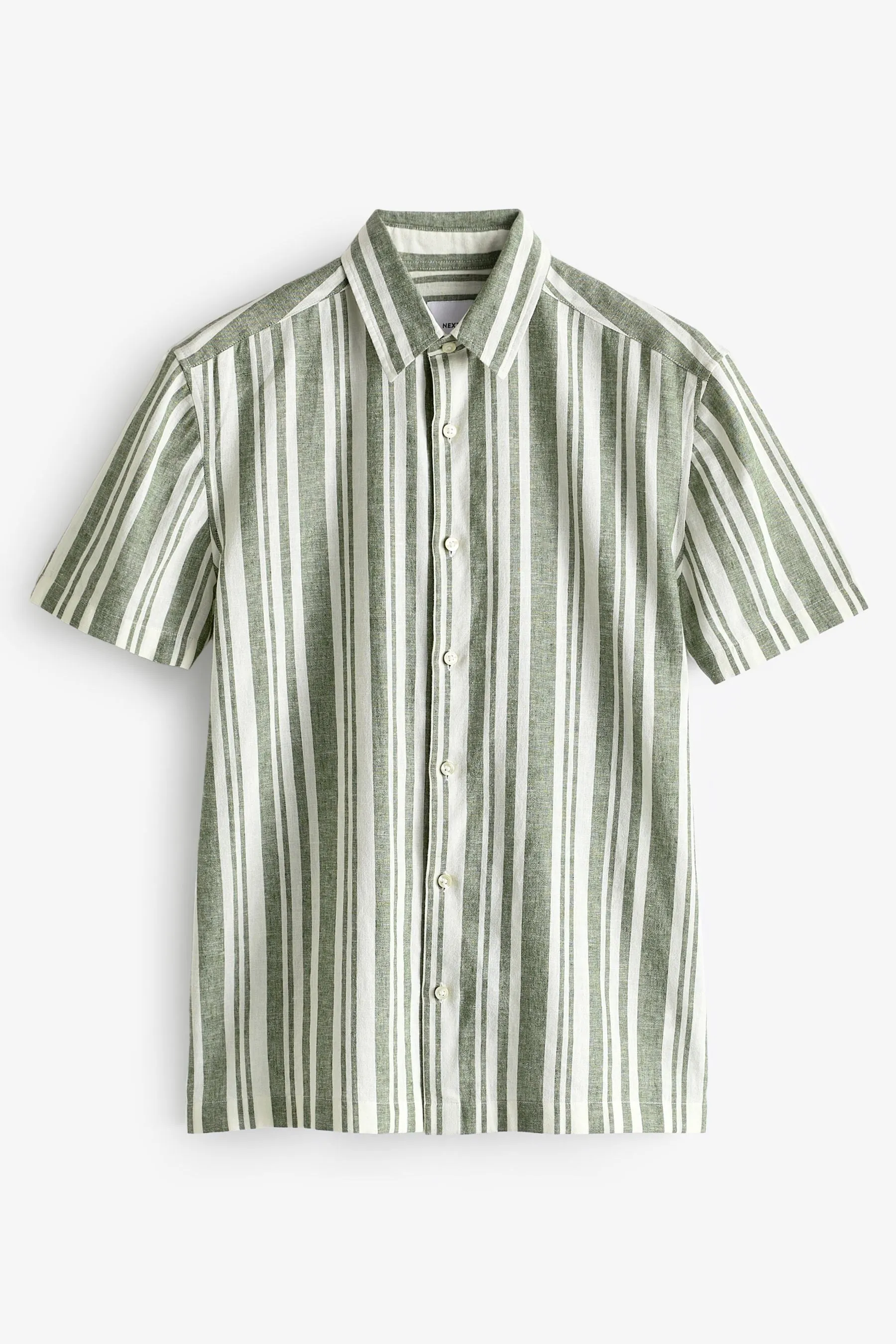 Camicia in Blend A righe Manica corta lino