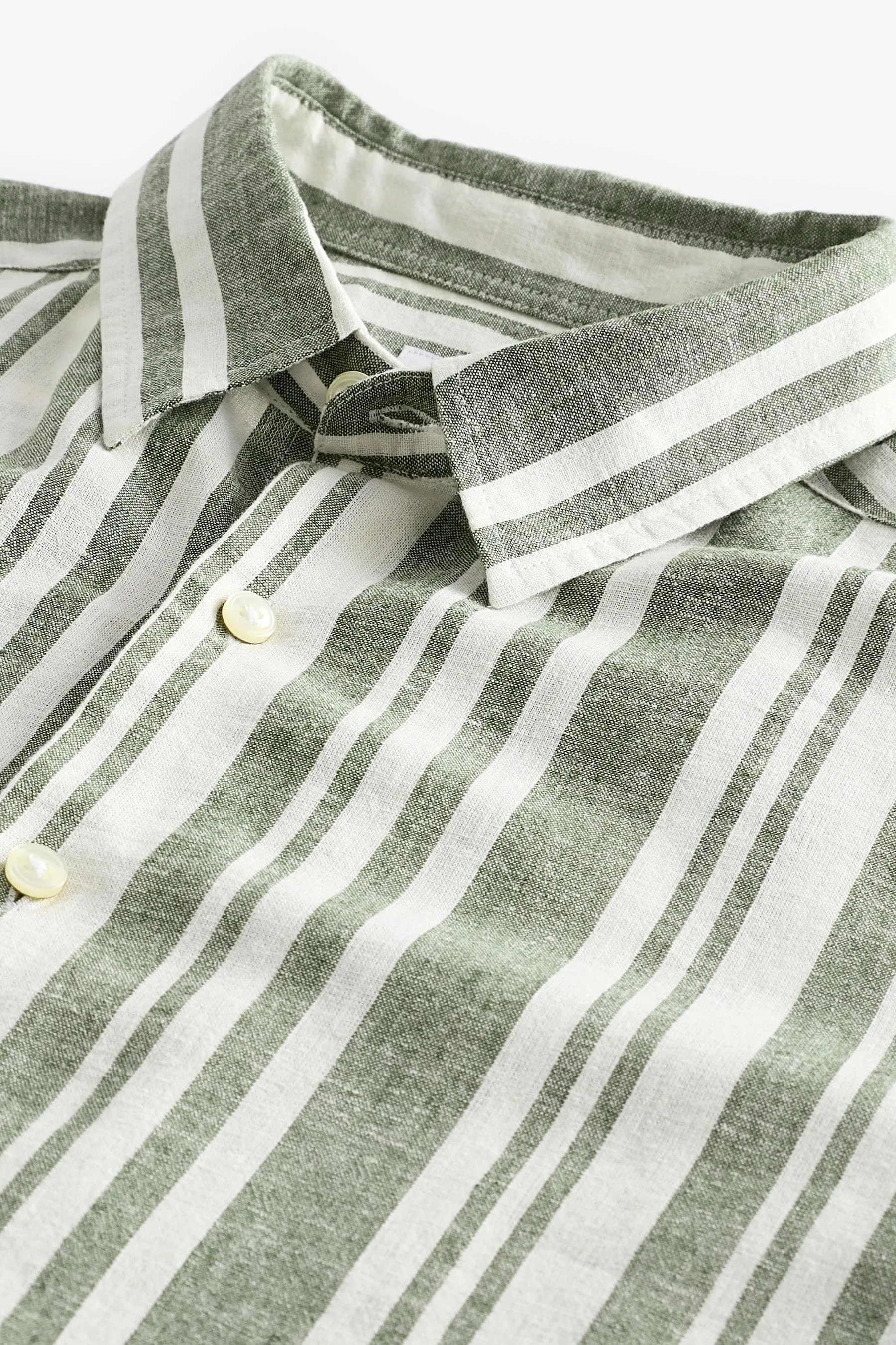 Camicia in Blend A righe Manica corta lino