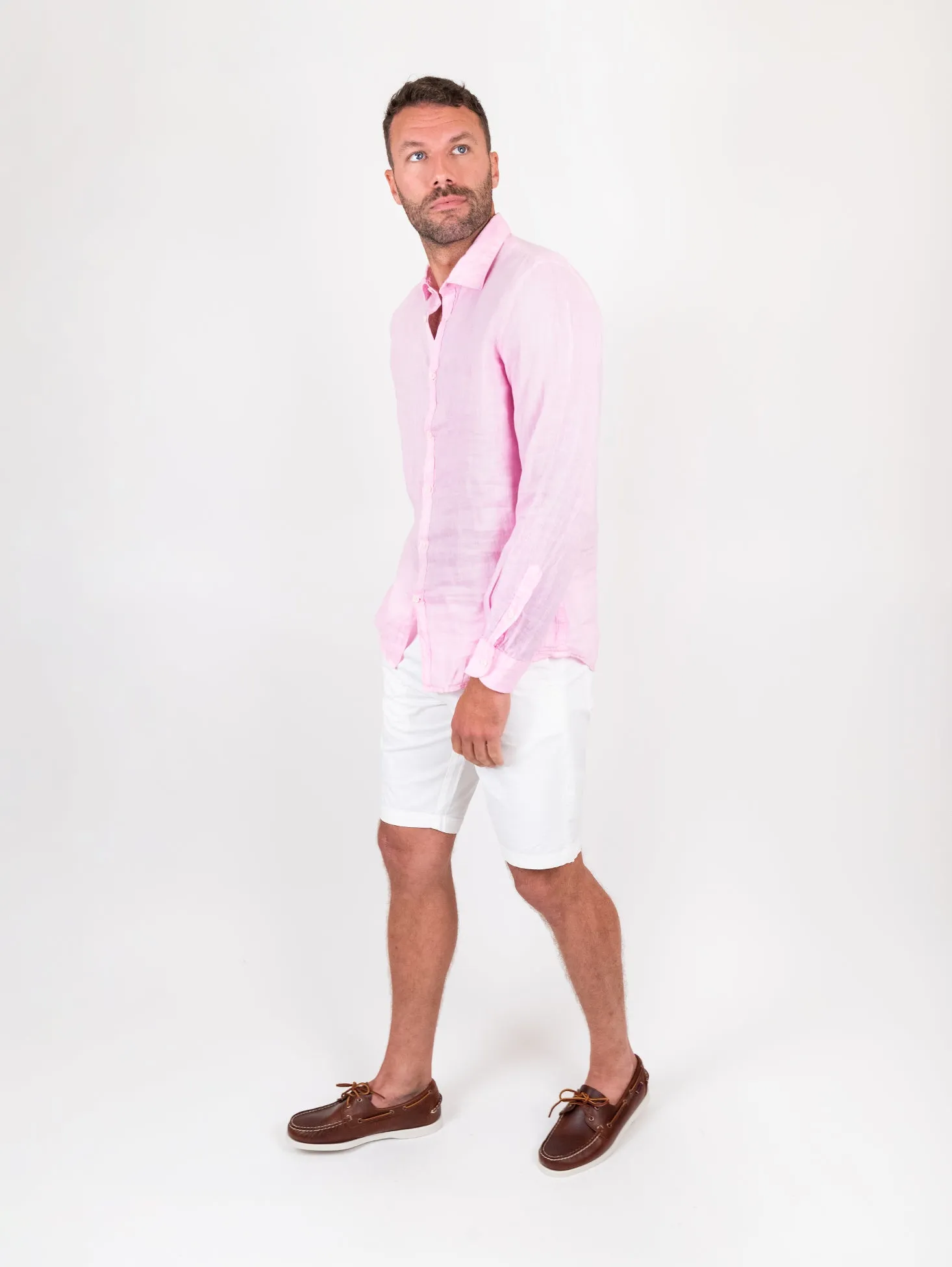 Camicia in lino rosa