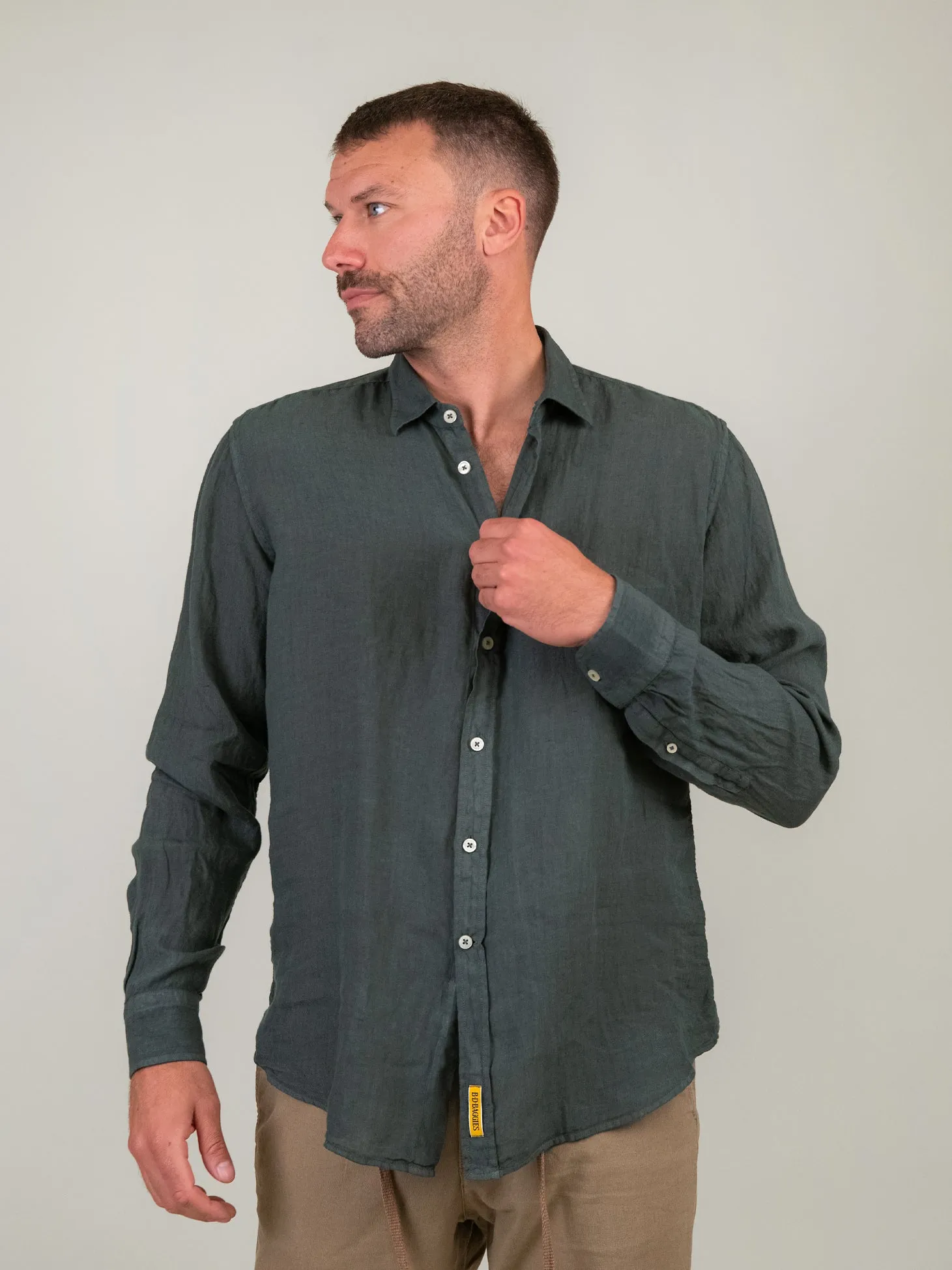 CAMICIA IN LINO VERDONE