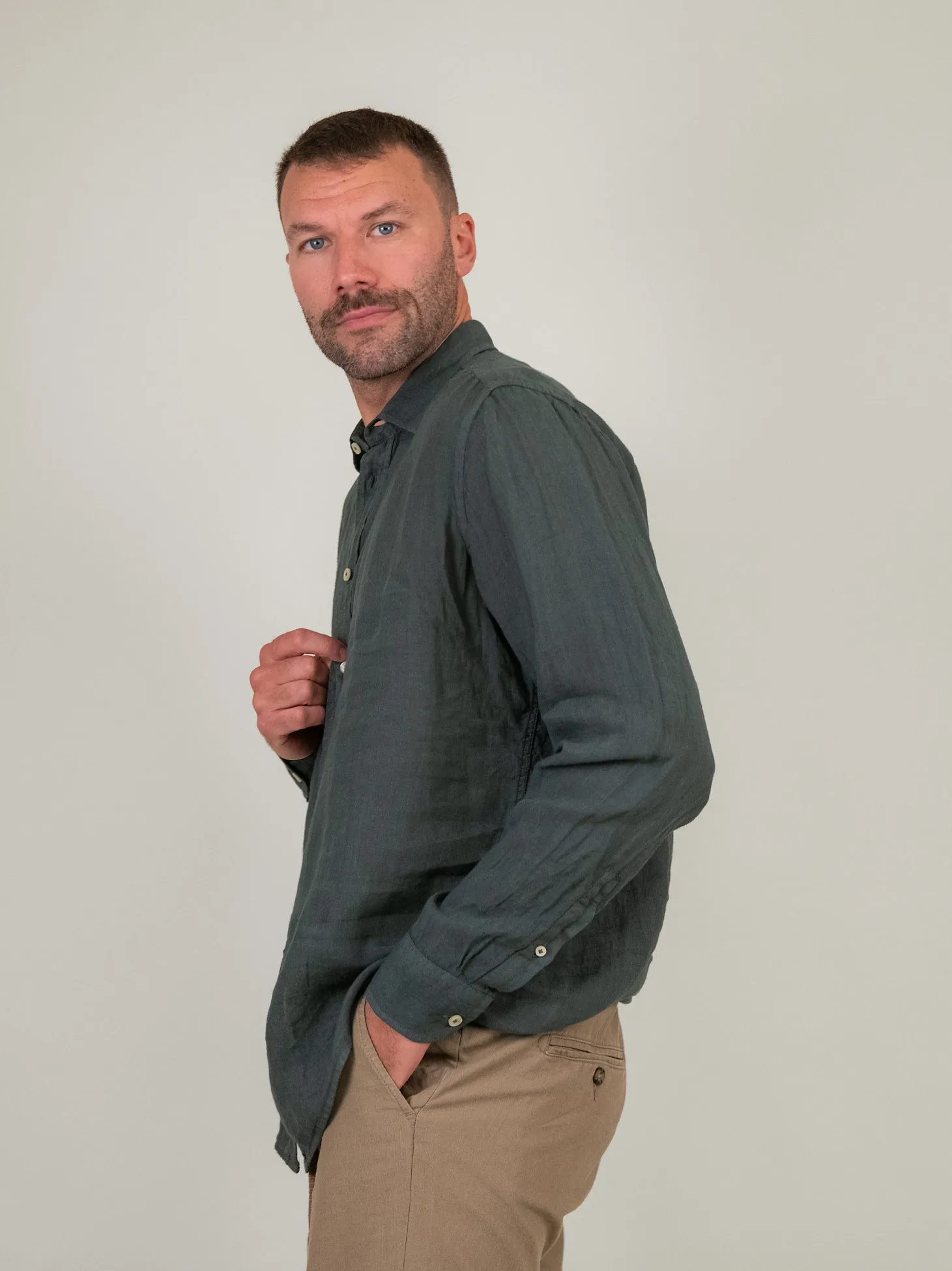 CAMICIA IN LINO VERDONE