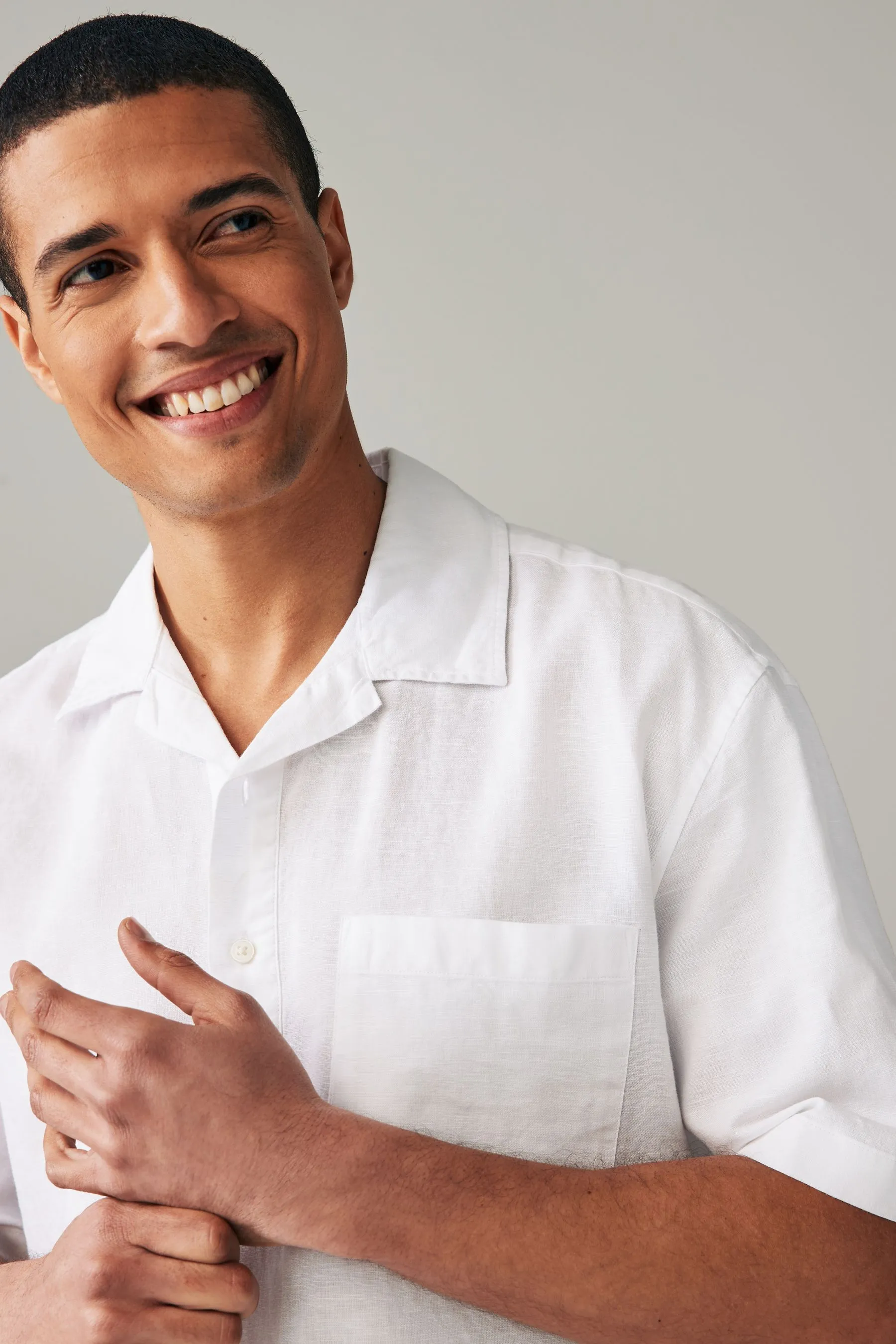 Camicia in misto lino a maniche corte