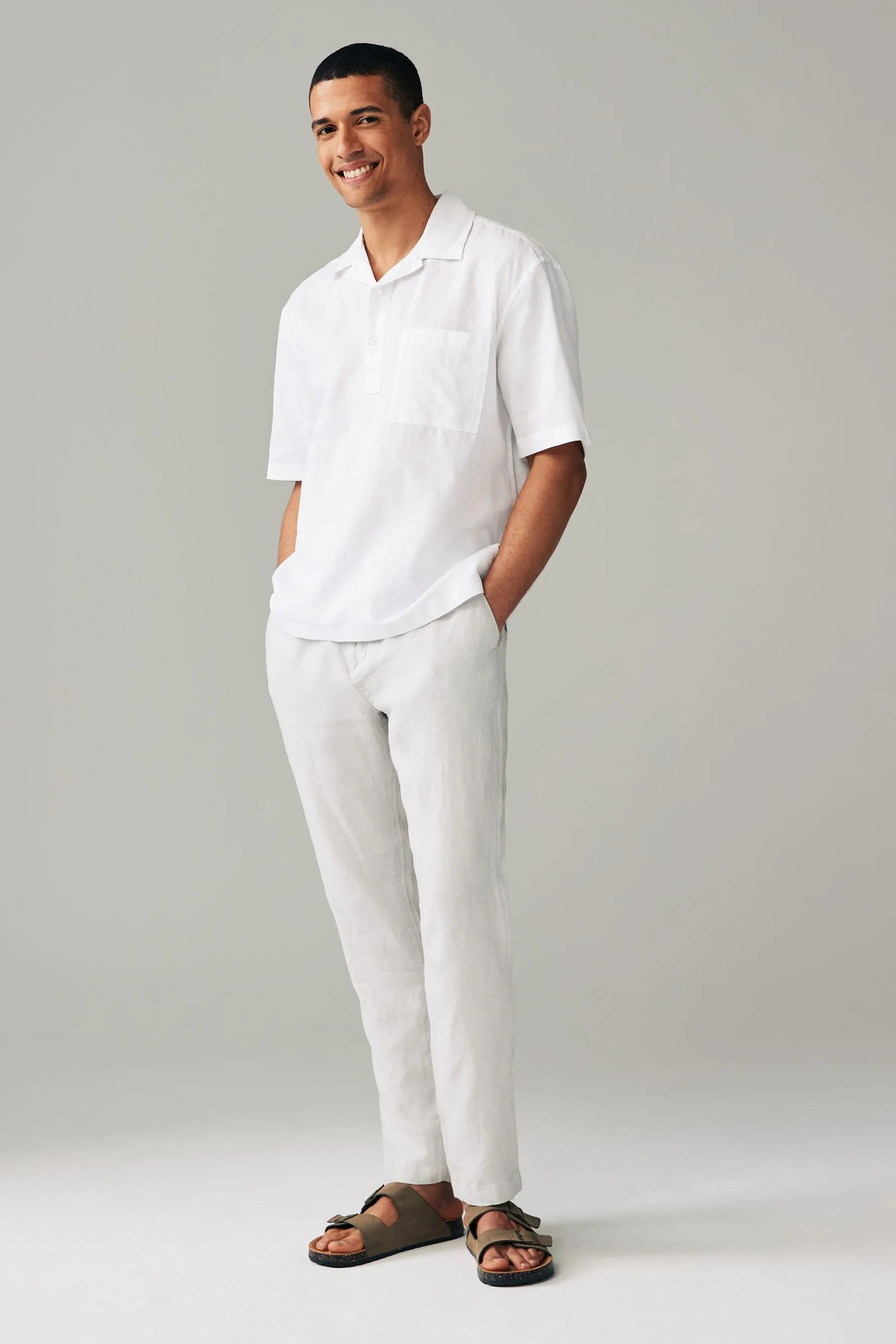 Camicia in misto lino a maniche corte