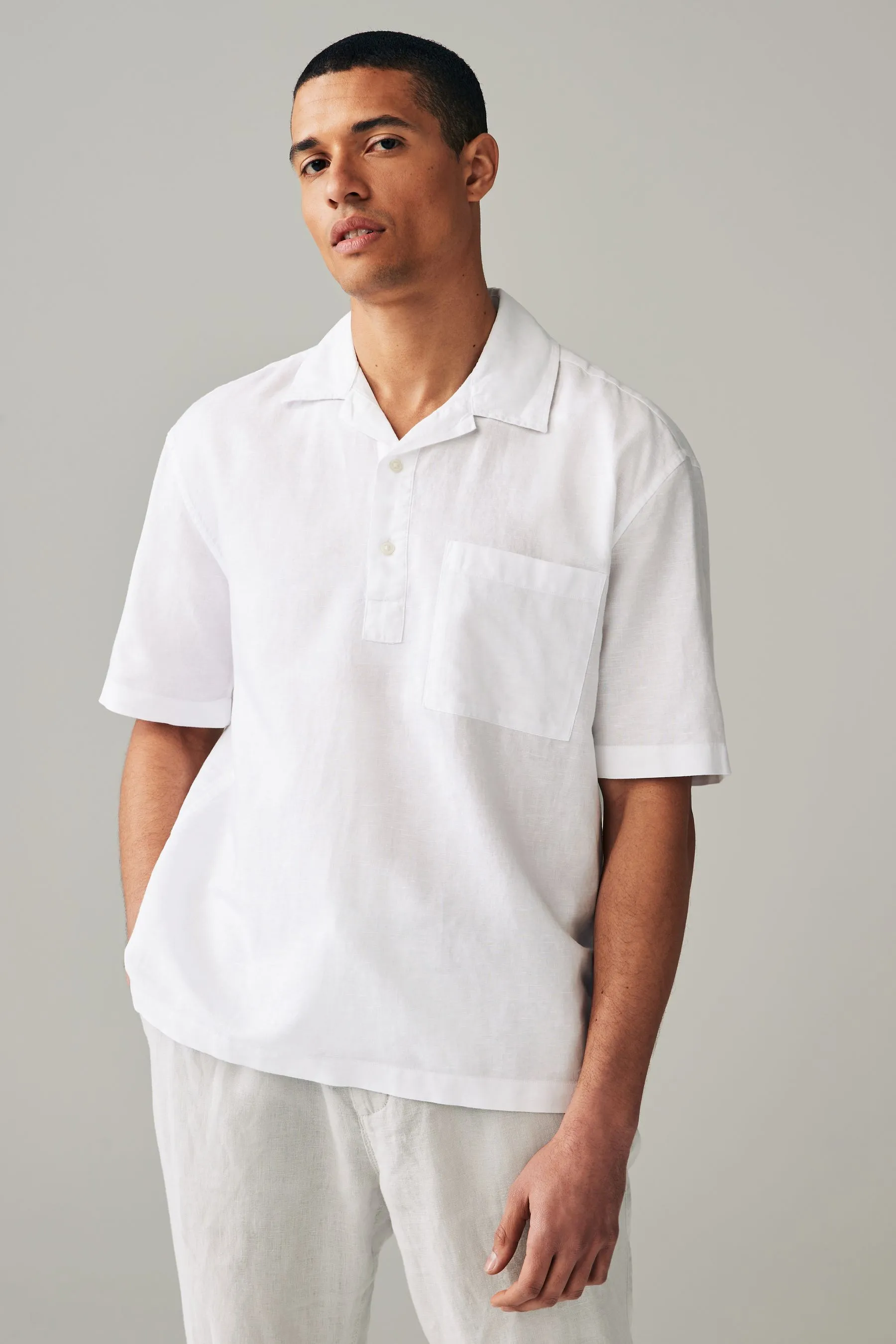 Camicia in misto lino a maniche corte