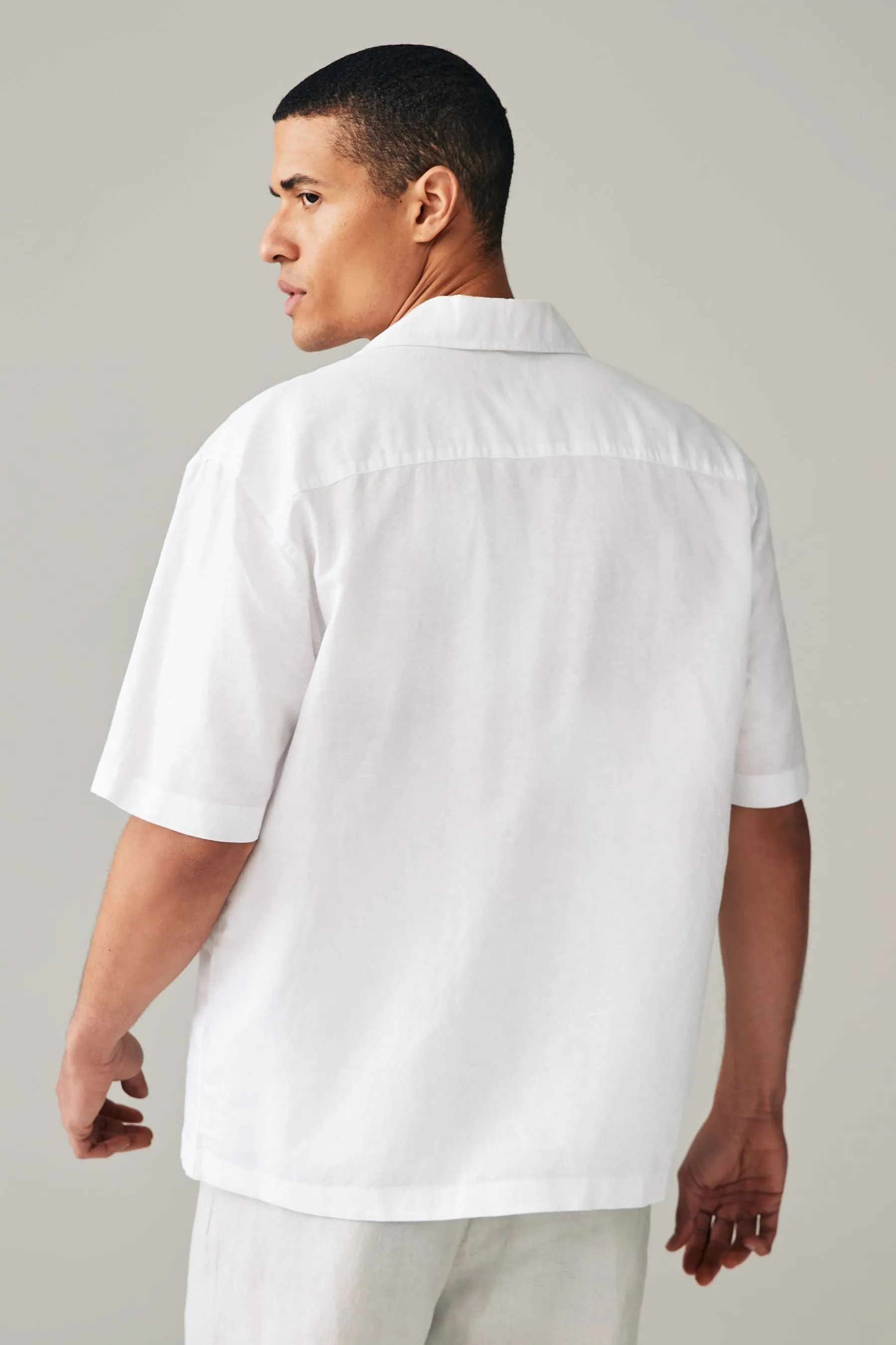 Camicia in misto lino a maniche corte