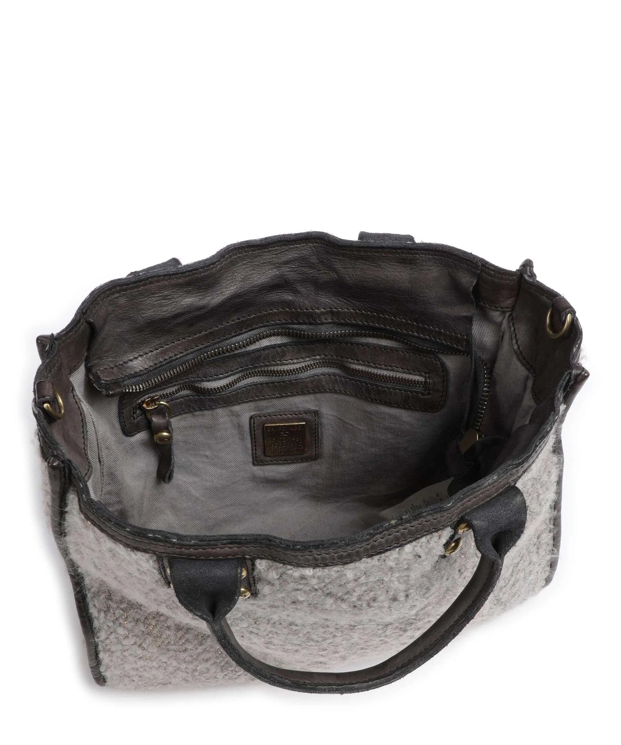  Campomaggi Borsa a mano eco-pelliccia, pelle di vacchetta finemente grana taupe  