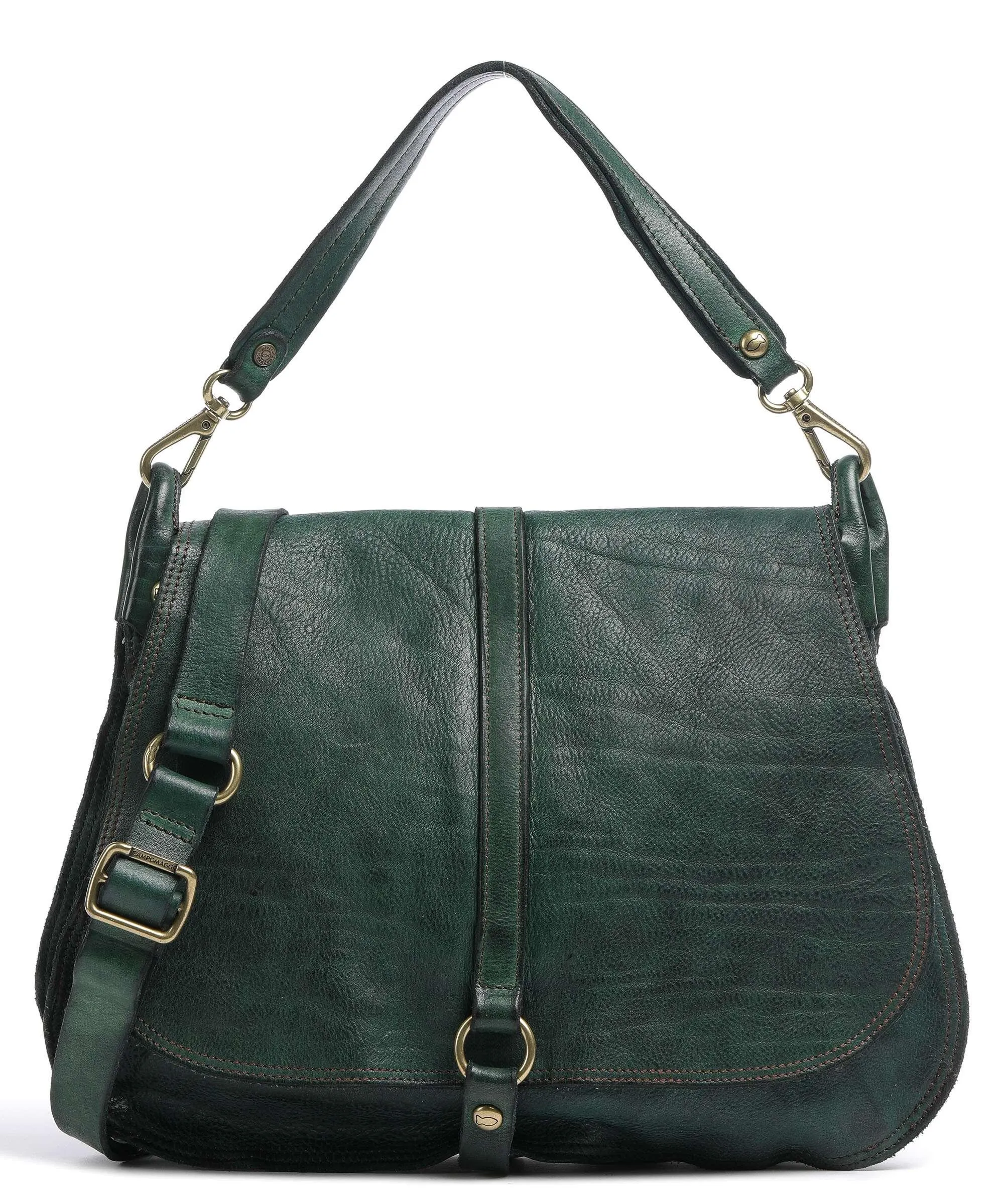  Campomaggi Borsa hobo pelle di vacchetta grana verde scuro  