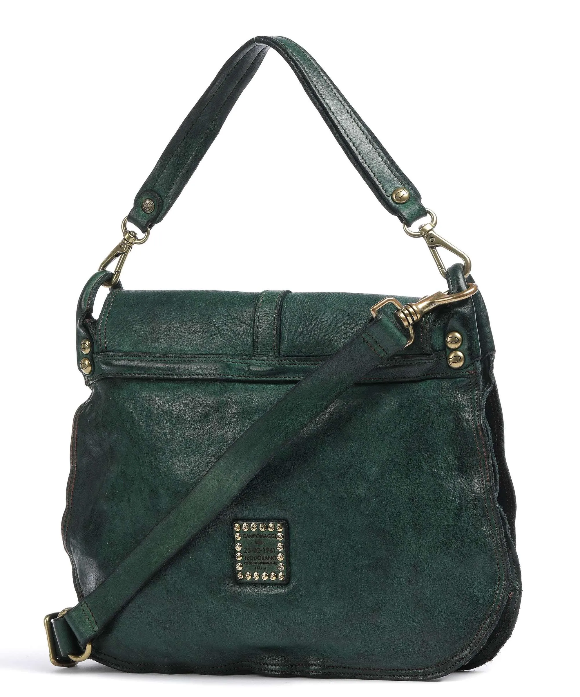  Campomaggi Borsa hobo pelle di vacchetta grana verde scuro  
