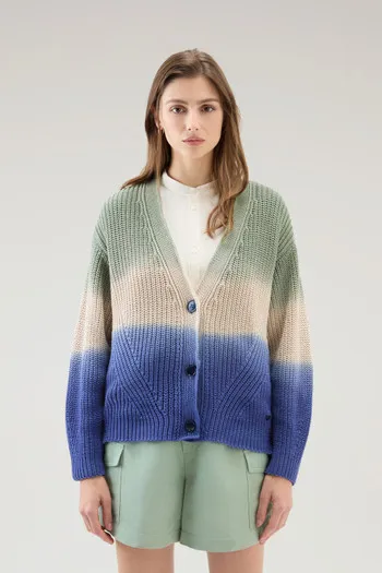 Cardigan tinto in capo in puro cotone                                                                                Sage