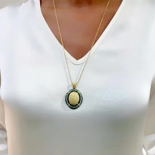 Collana Clou de Paris argento malachite e zirconi