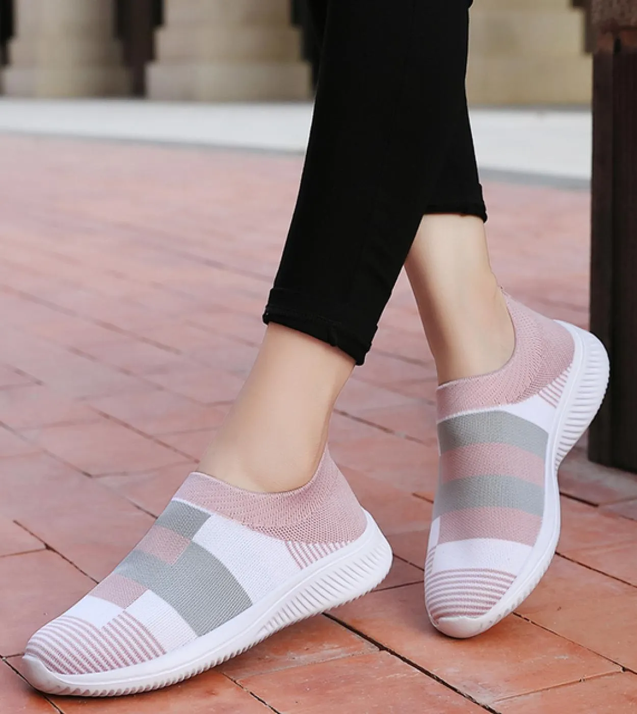 Comemore Sneakers Women Sock Shoes Woman Knitting Plus Size 41 42 Fashion Women Casual Shoe Female Mesh Sneakers Flat Te