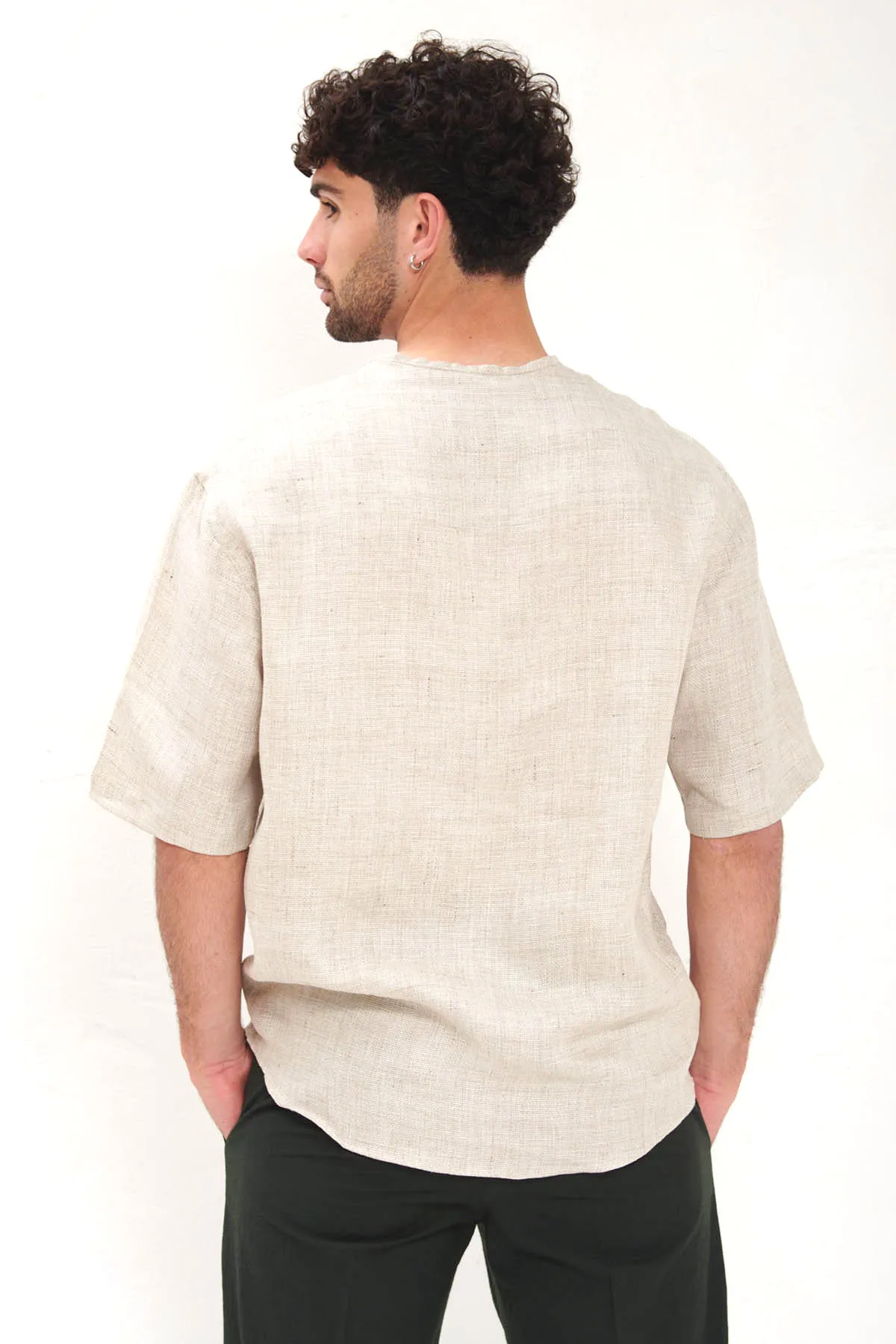 Costumein Camicia serafino a manica corta in lino