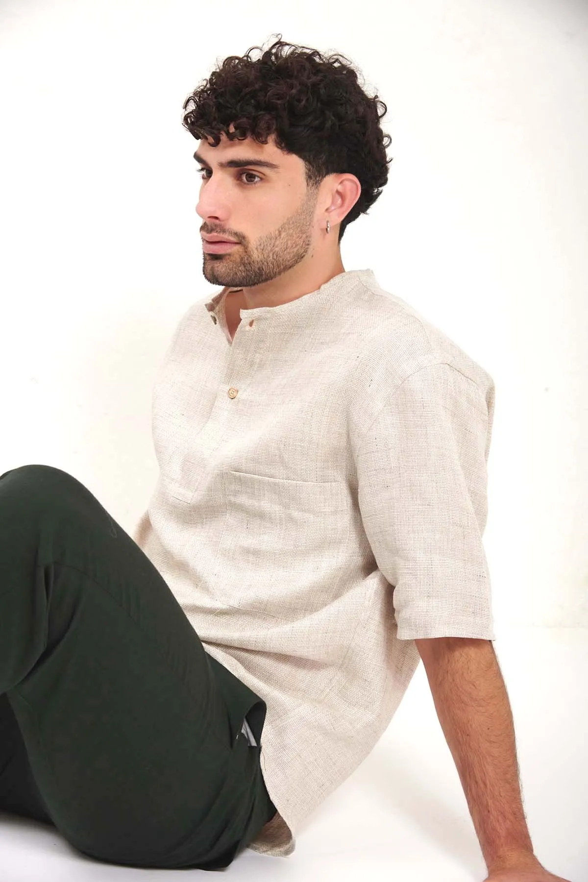 Costumein Camicia serafino a manica corta in lino