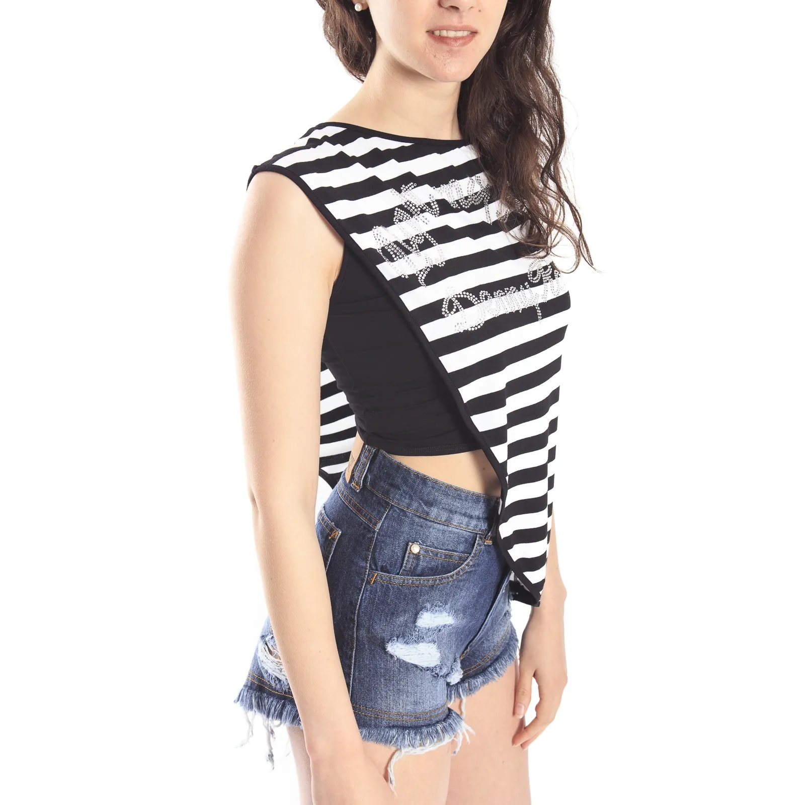 DENNY ROSE T-shirt senza maniche NERO/BIANCO Art. 63DR26025