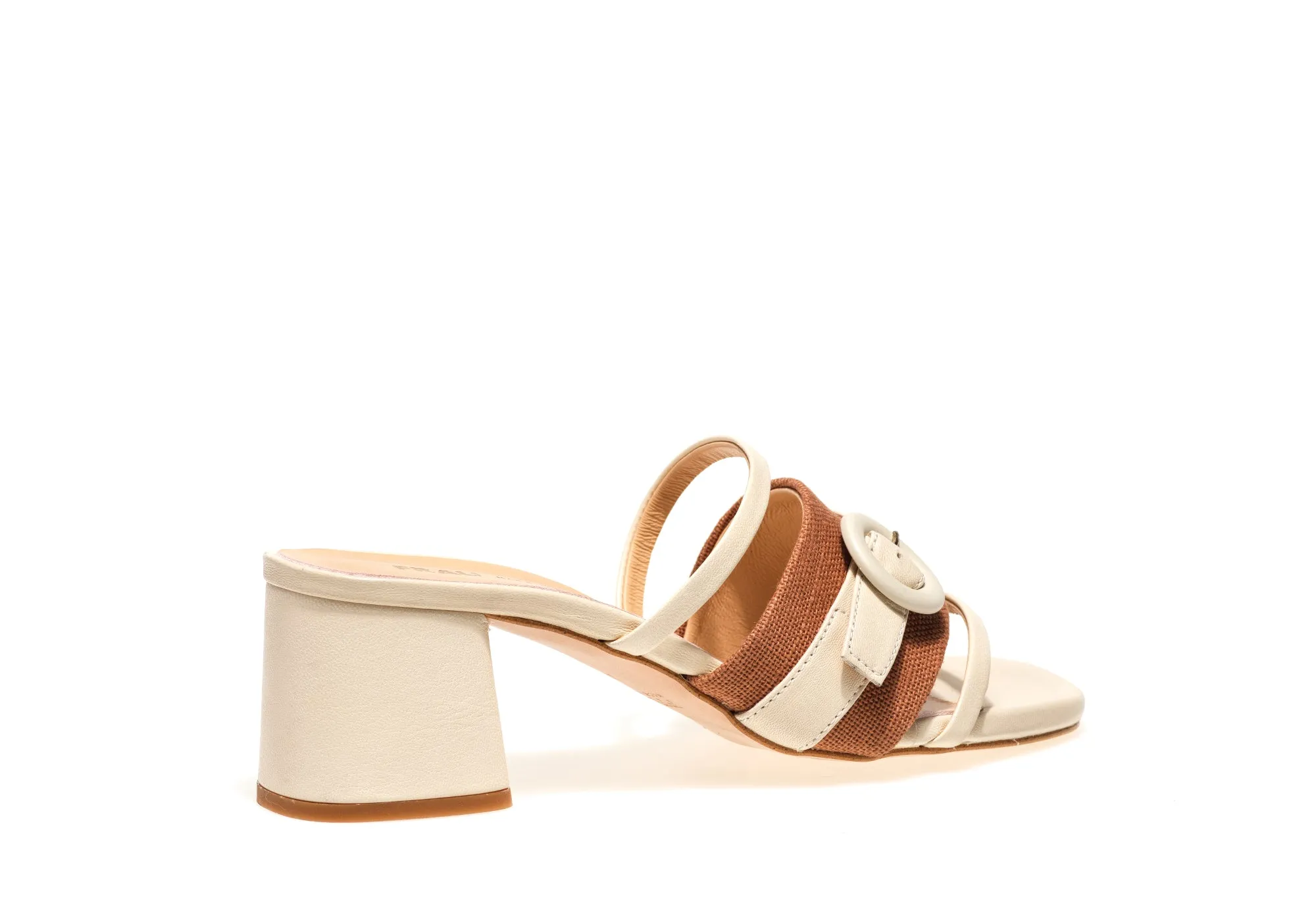 Frau Sandal in Leather and Raffia / Leather