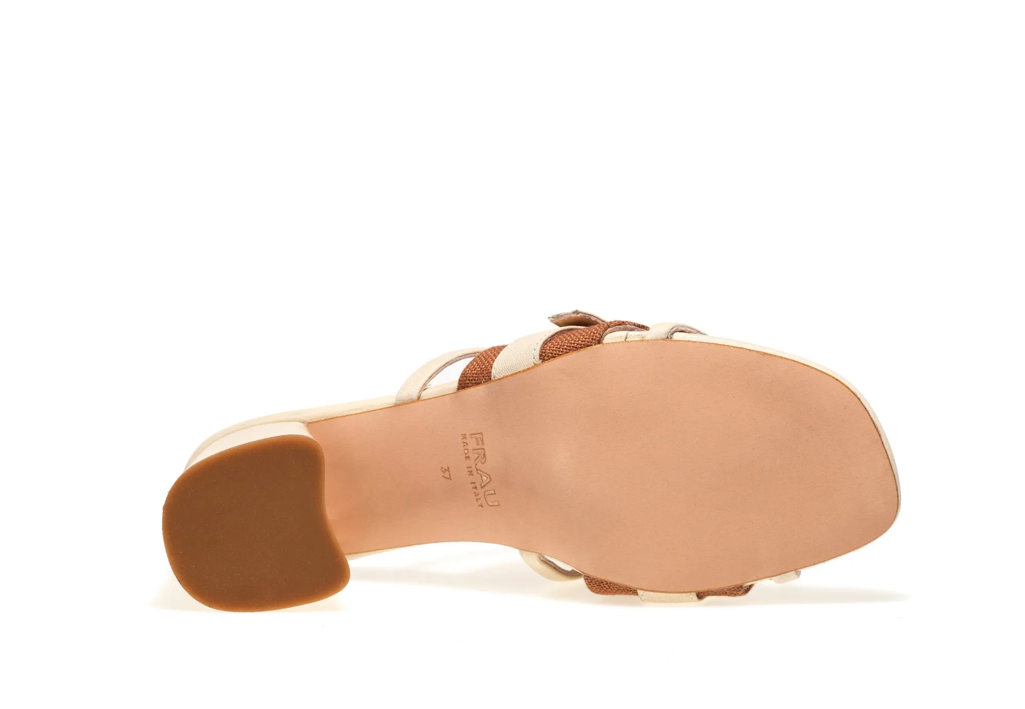 Frau Sandal in Leather and Raffia / Leather