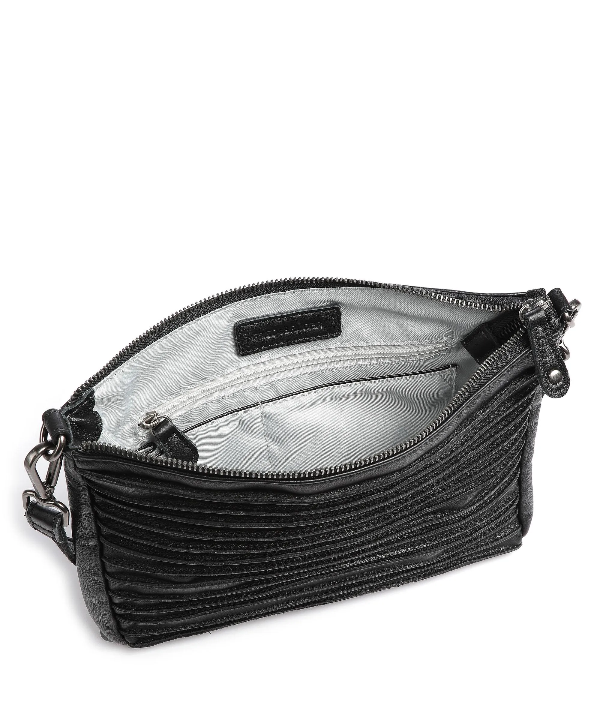  FredsBruder Riffel Borsa a tracolla pelle di vacchetta grana nero  
