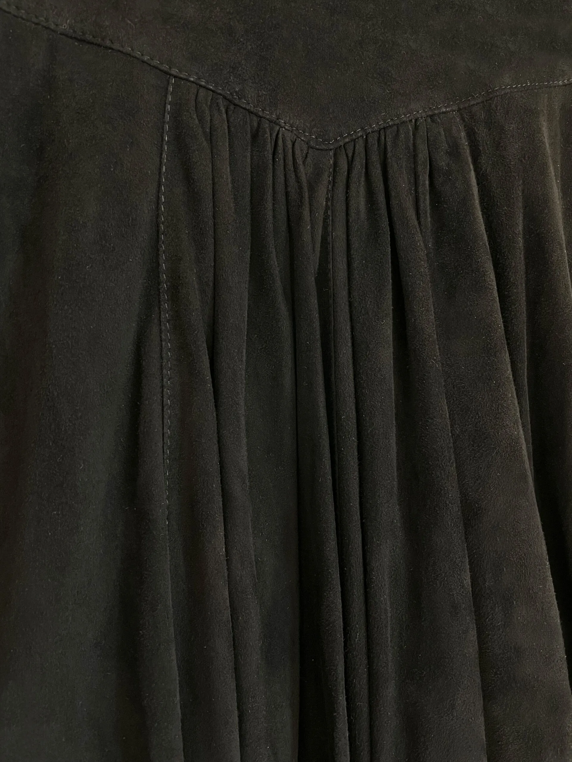 Gonna a ruota in camoscio nero vintage primi anni ’80