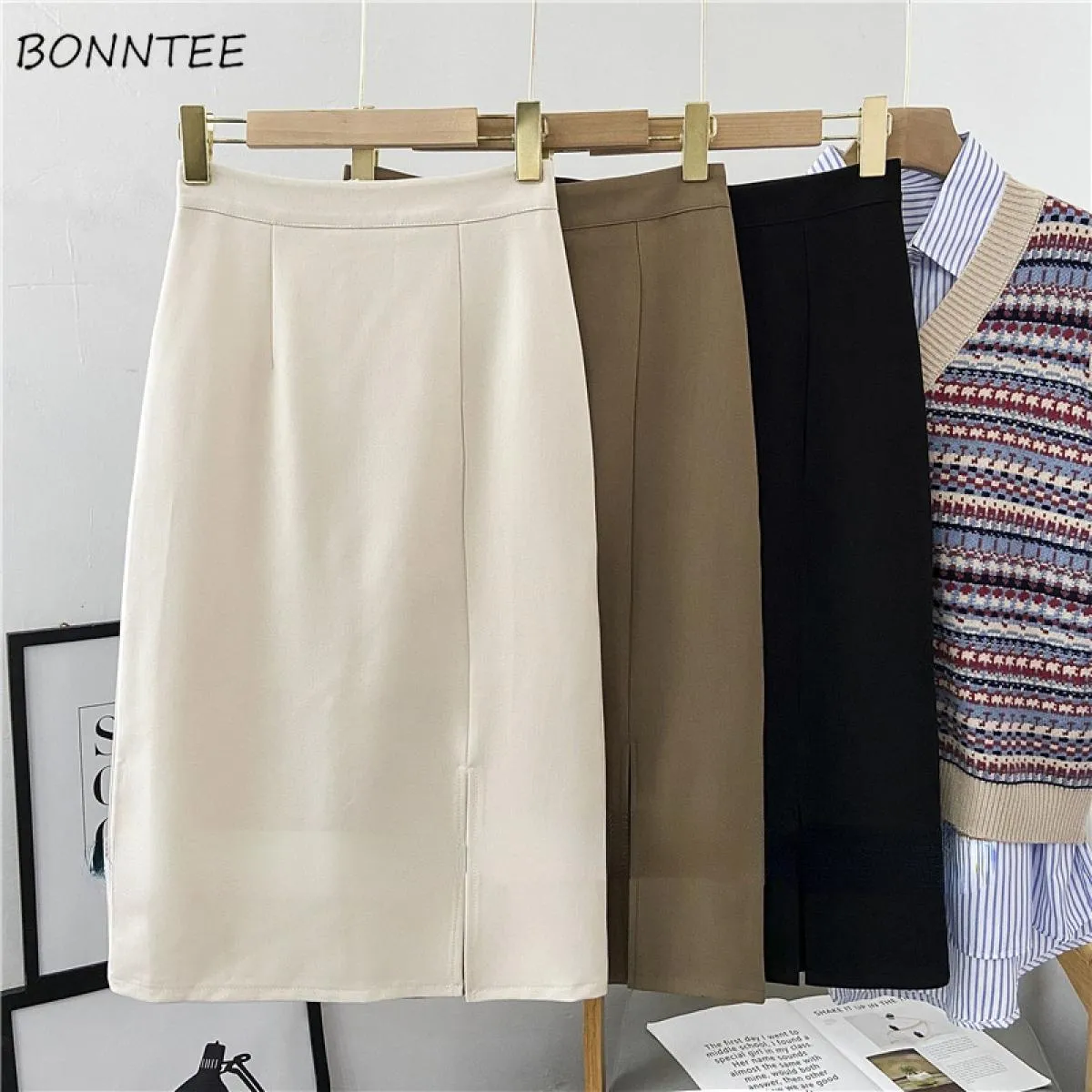 Gonna stile preppy a vita alta Gonna da donna primaverile Gonne preppy semplici e accoglienti Gonne da donna