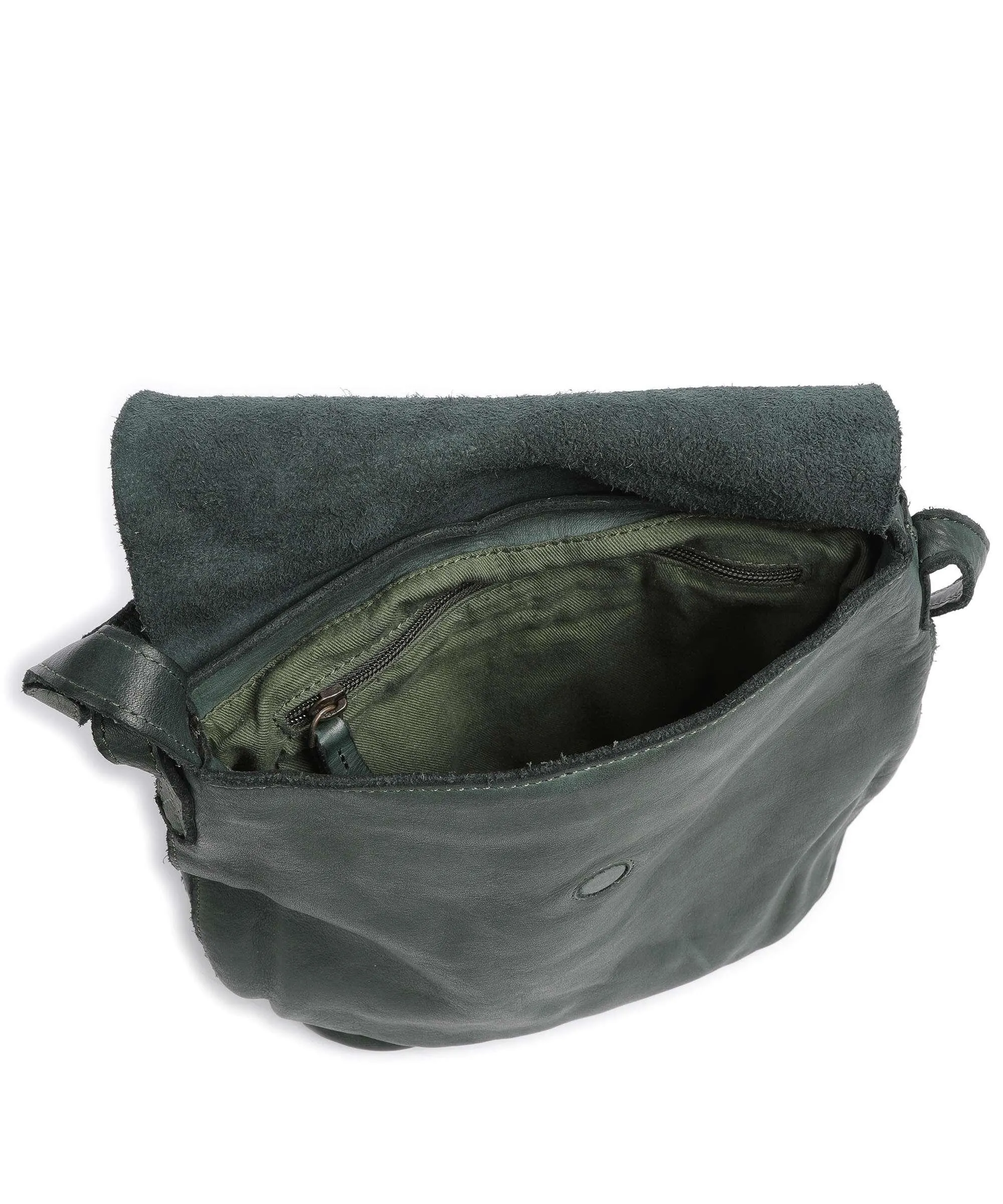  Harold's Submarine Borsa a spalla pelle di vacchetta grana verde scuro  