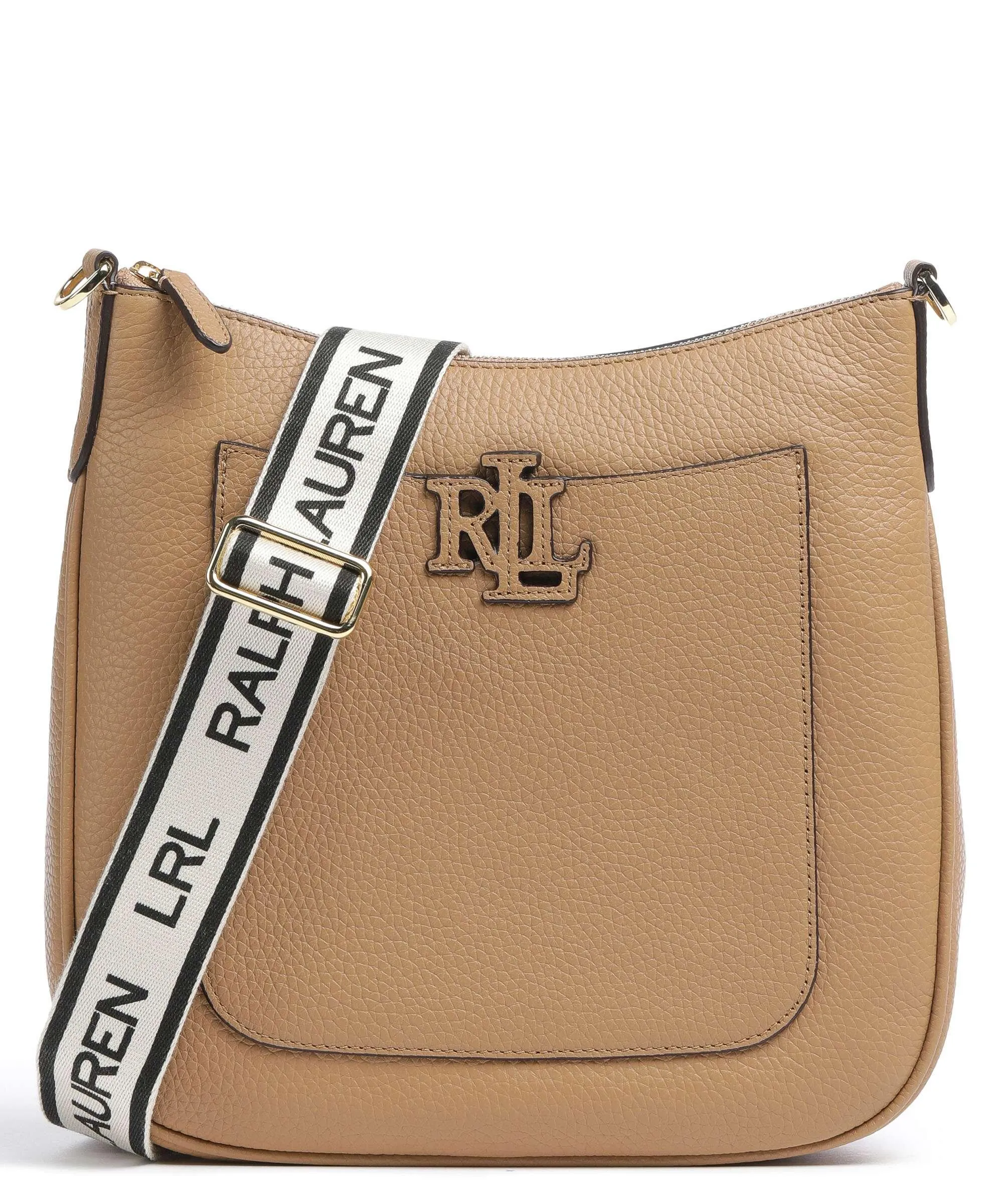  Lauren Ralph Lauren Cameryn 27 Borsa a tracolla pelle di vacchetta grana marrone chiaro  