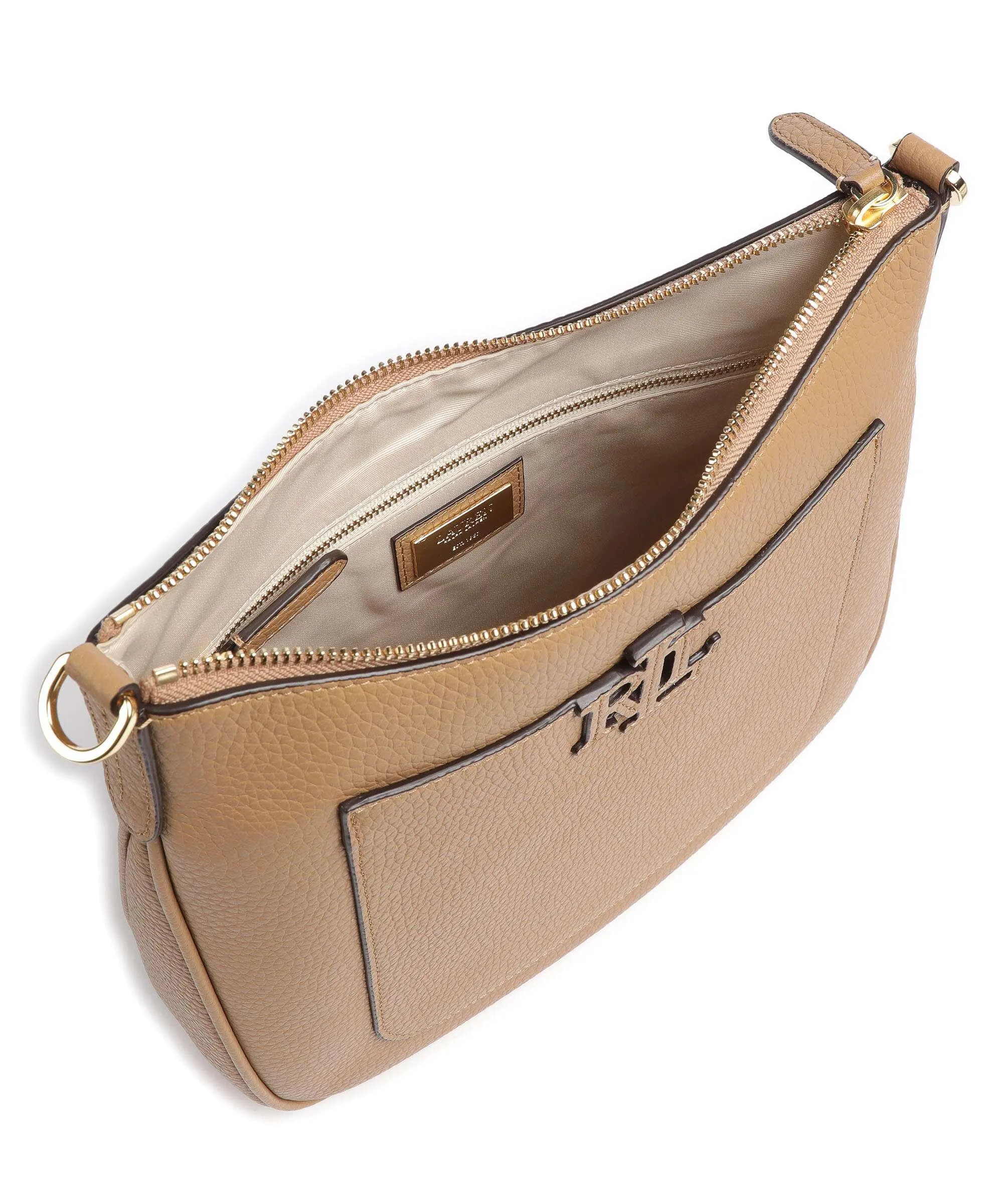 Lauren Ralph Lauren Cameryn 27 Borsa a tracolla pelle di vacchetta grana marrone chiaro  
