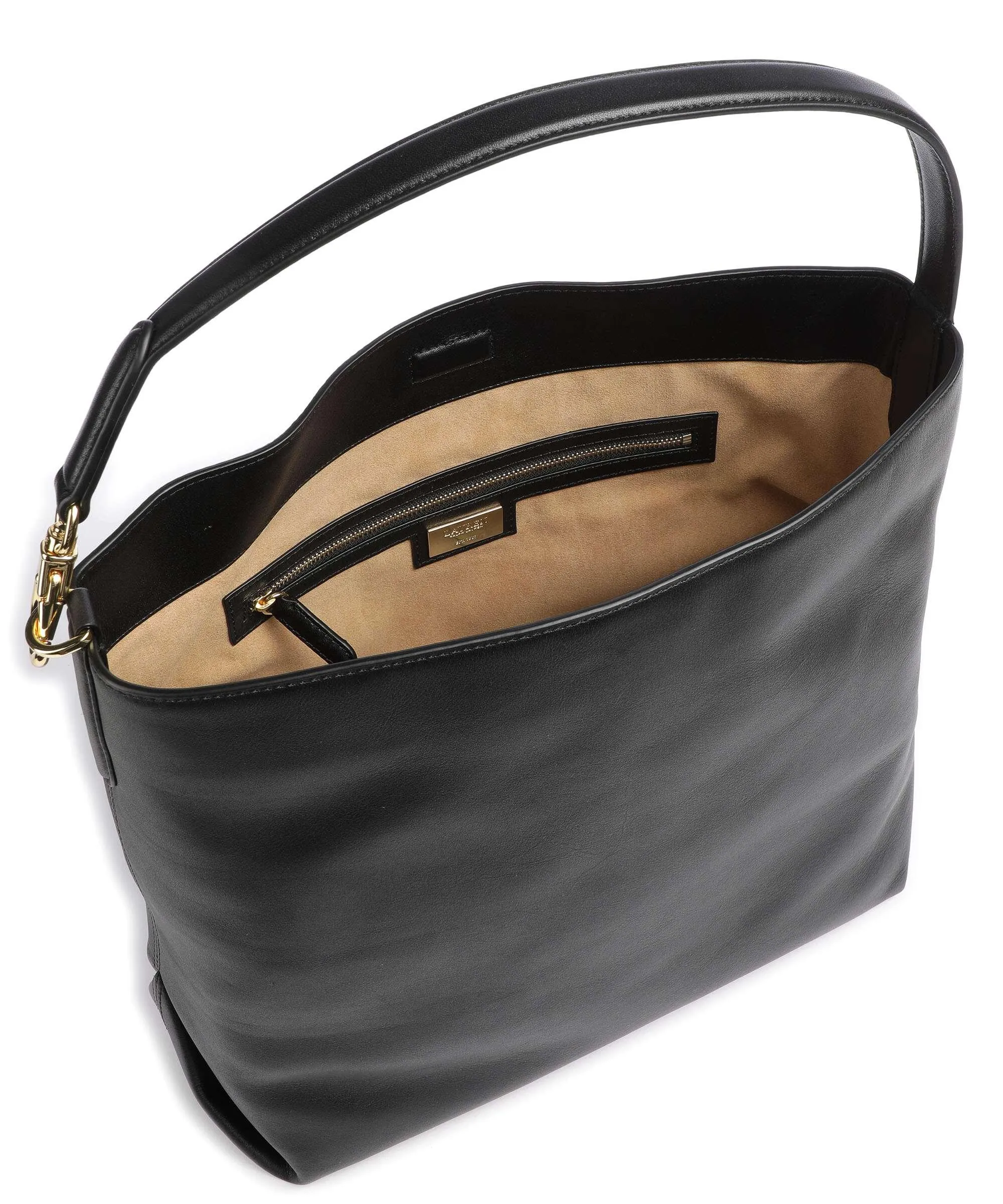  Lauren Ralph Lauren Kassie Large Borsa hobo pelle di vacchetta finemente grana nero  