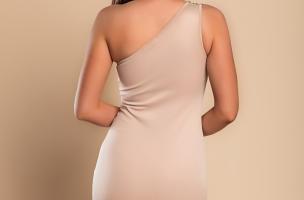 Mini abito attillato, beige