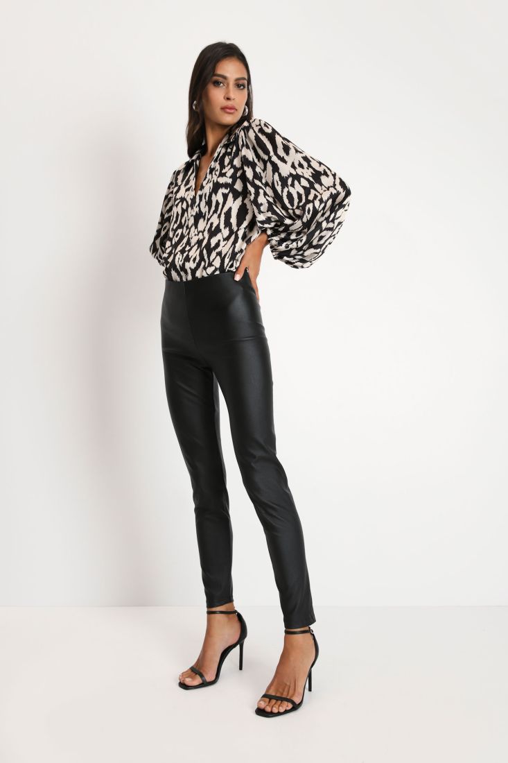 Pantaloni skinny monocolour con vita regolare