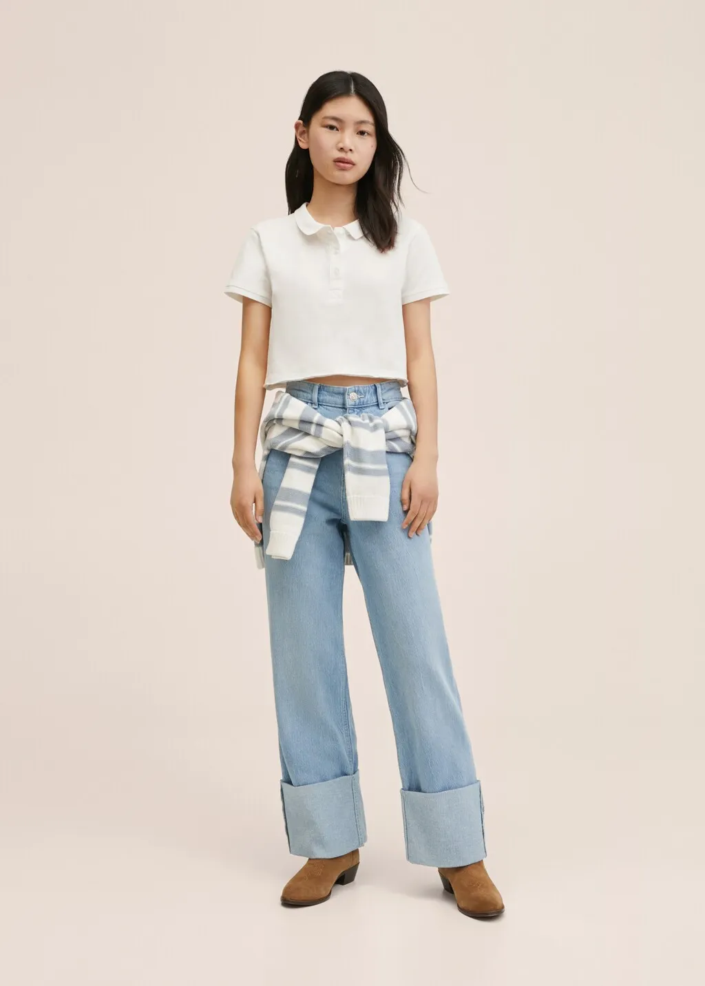 Polo crop cotone