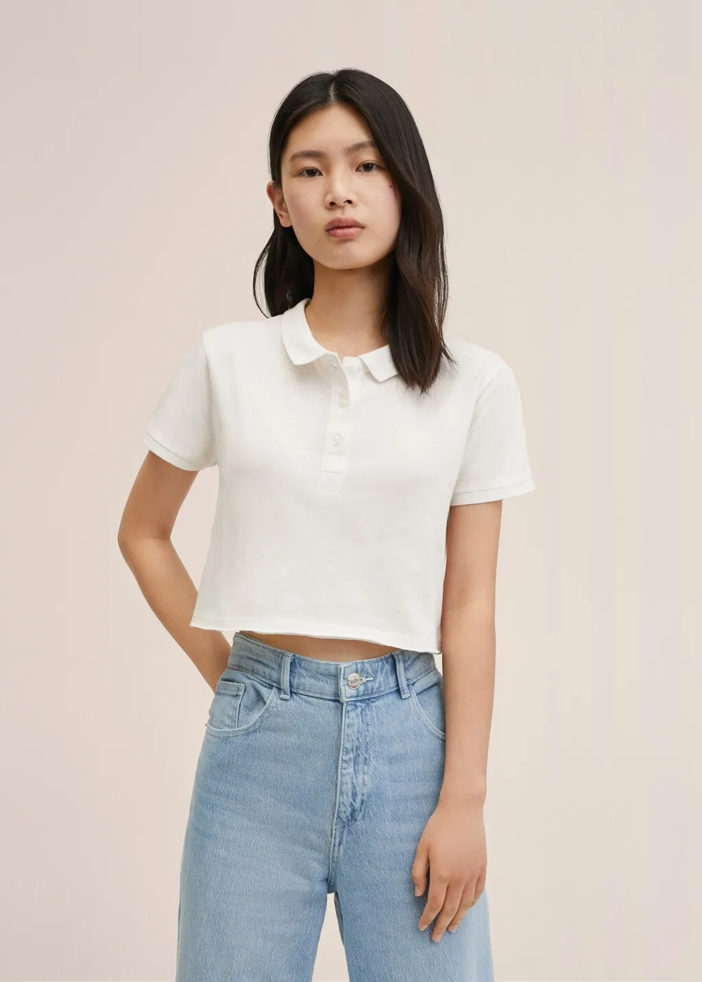 Polo crop cotone