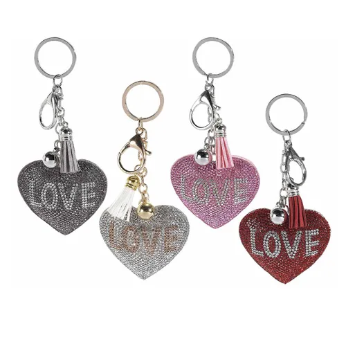 Portachiavi Cuore LOVE con strass cm. 6