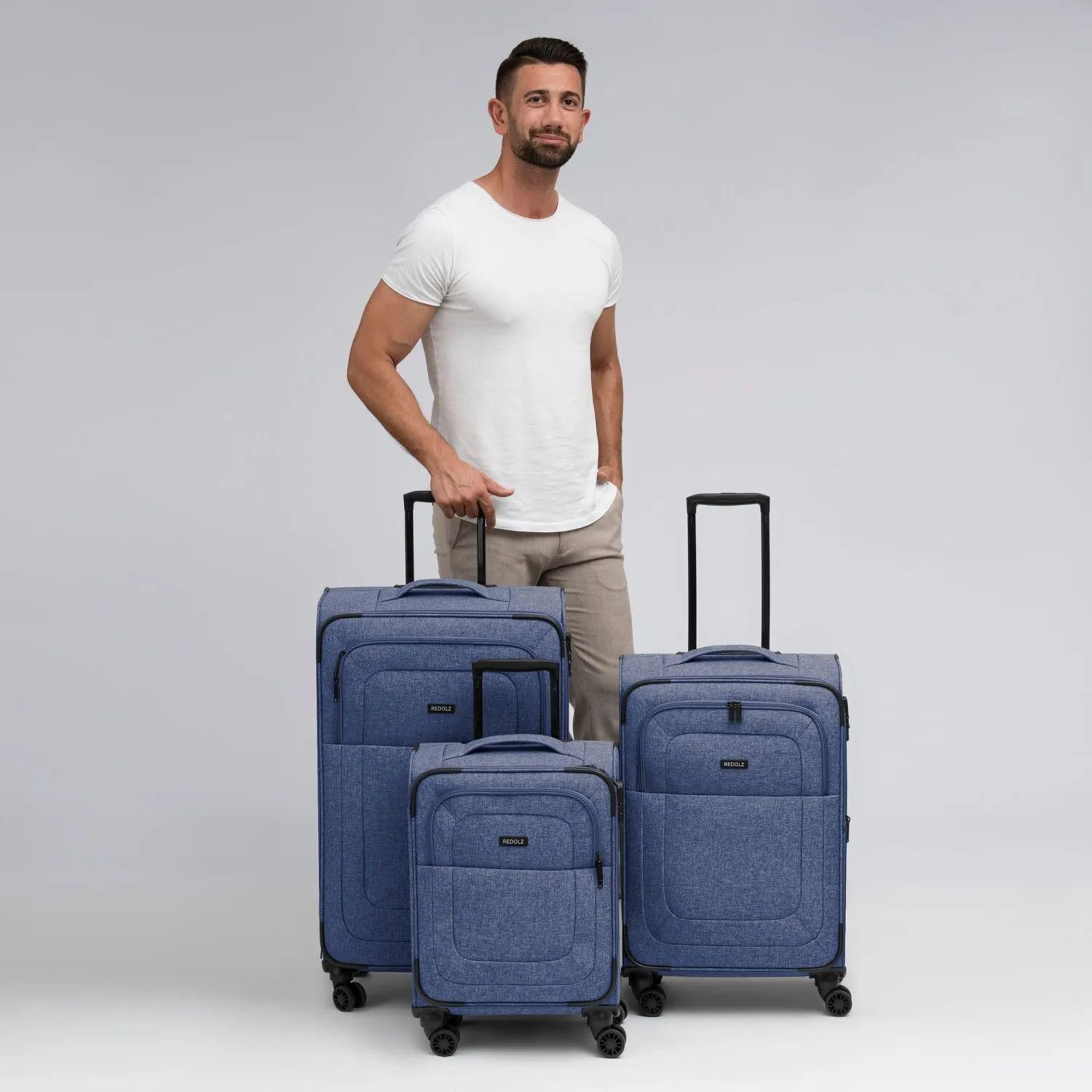 Redolz Essentials 12 THREE SET 4 ruote Set di valigie 3 pezzi con piega di espansione