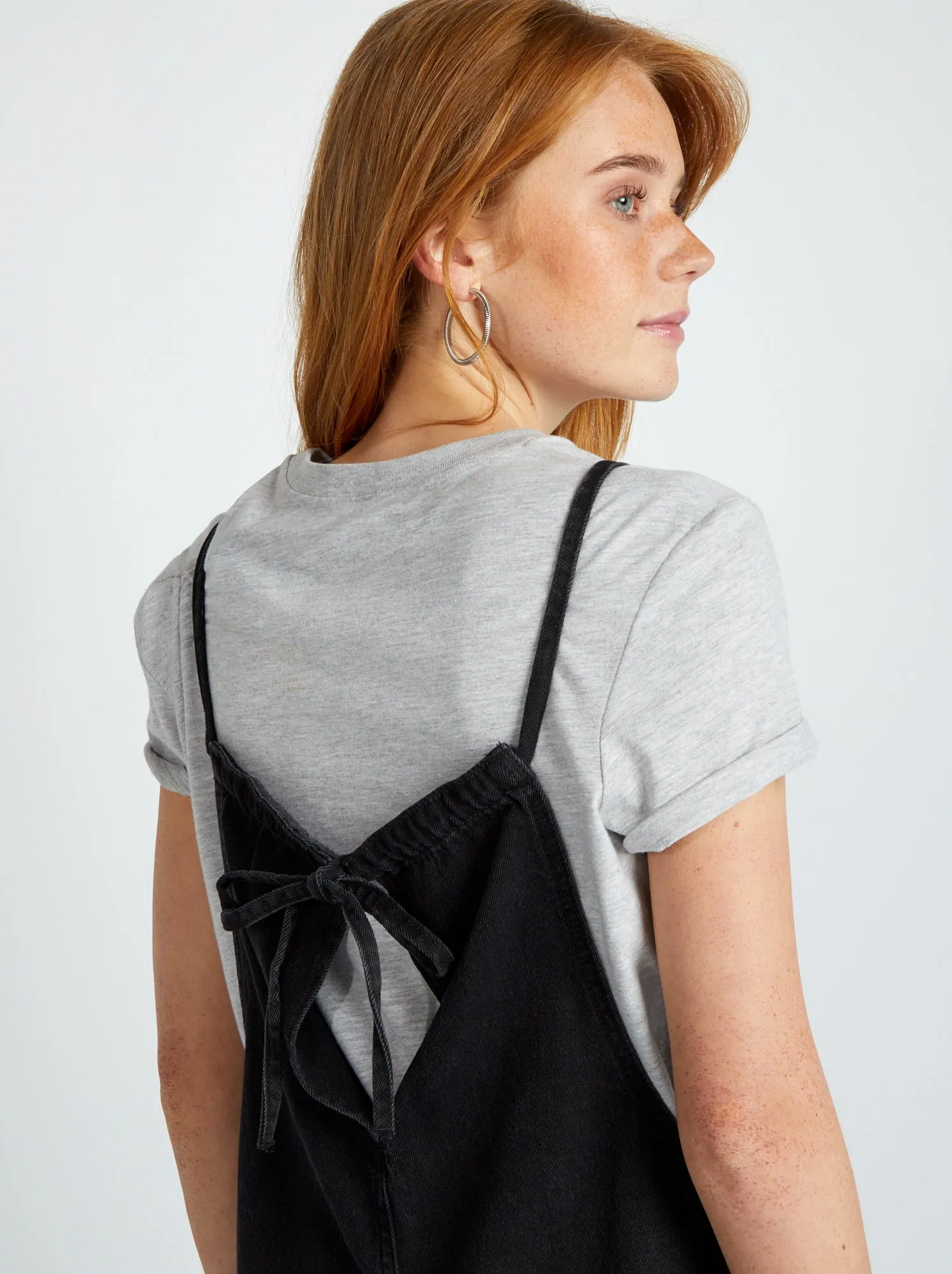 Salopette larga in jeans - GRIGIO
