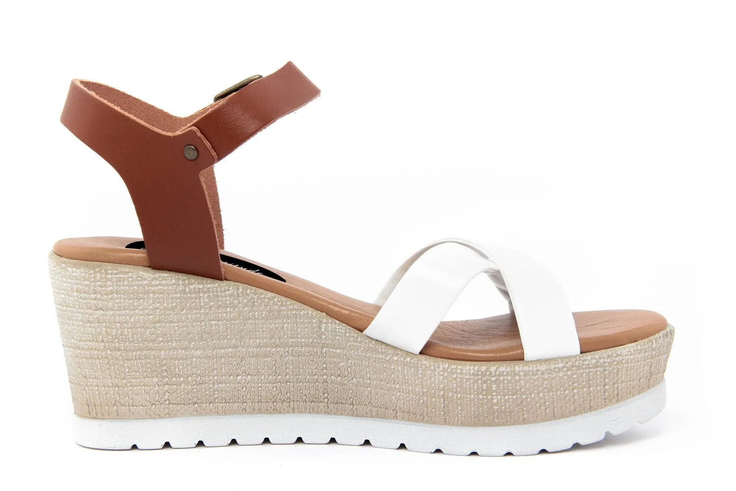Sandalo con zeppa Donna colore Bianco