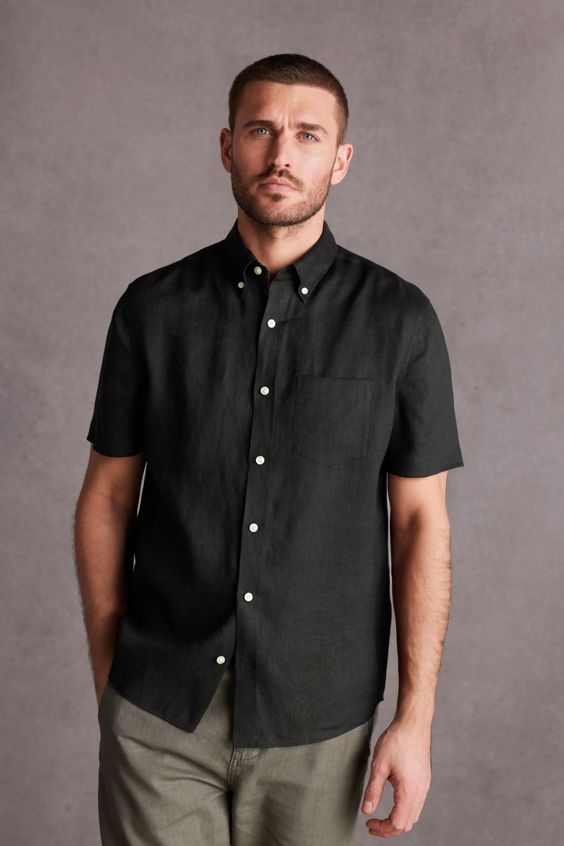 Signature - 100% Camicia in Manica corta lino