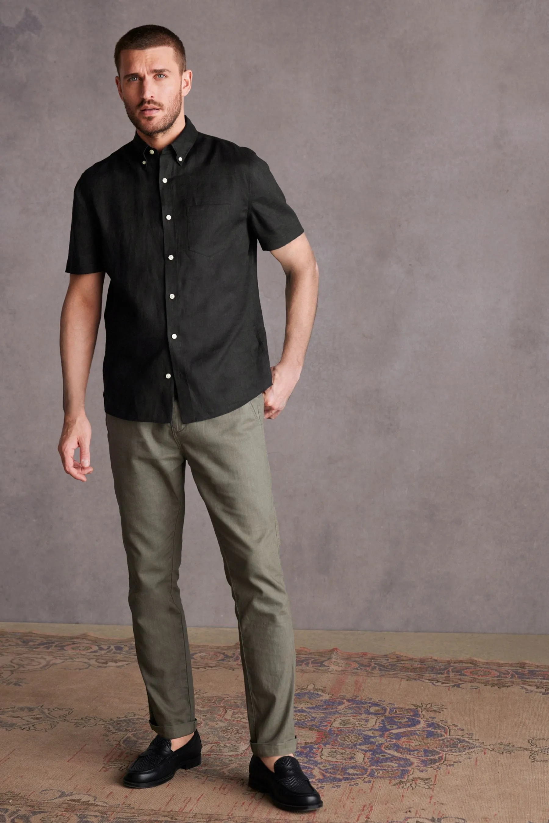 Signature - 100% Camicia in Manica corta lino