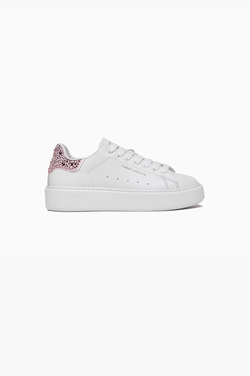 SNEAKER DONNA BIANCA/ROSA ELEVATE STRASS 27706 CRIME LONDON