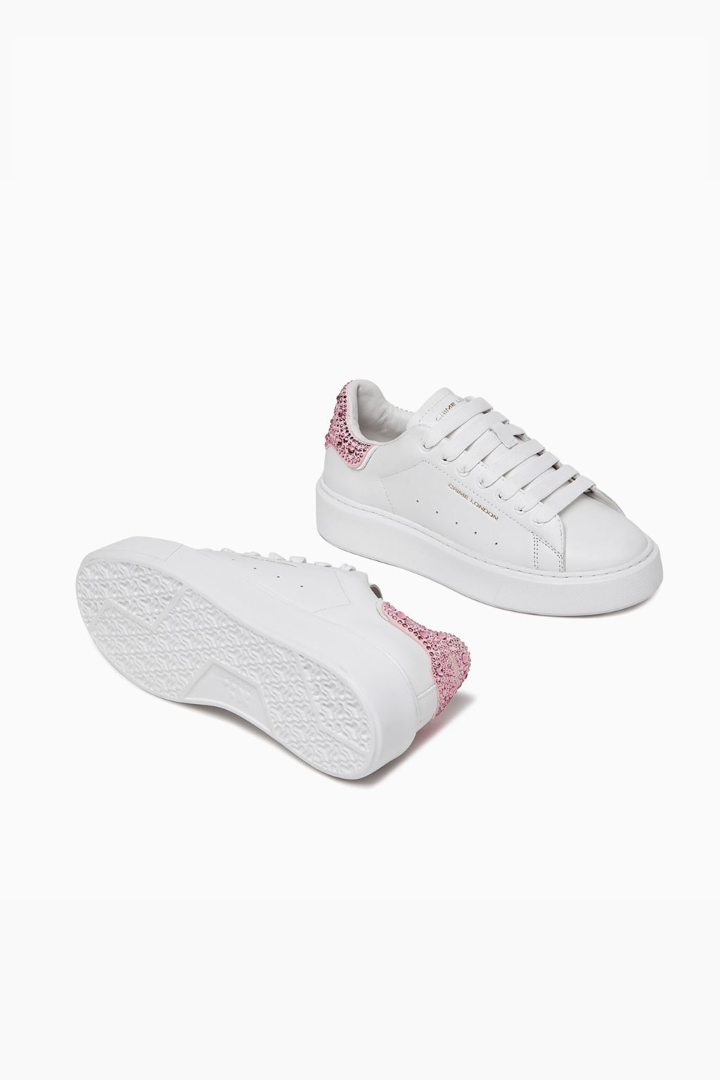 SNEAKER DONNA BIANCA/ROSA ELEVATE STRASS 27706 CRIME LONDON